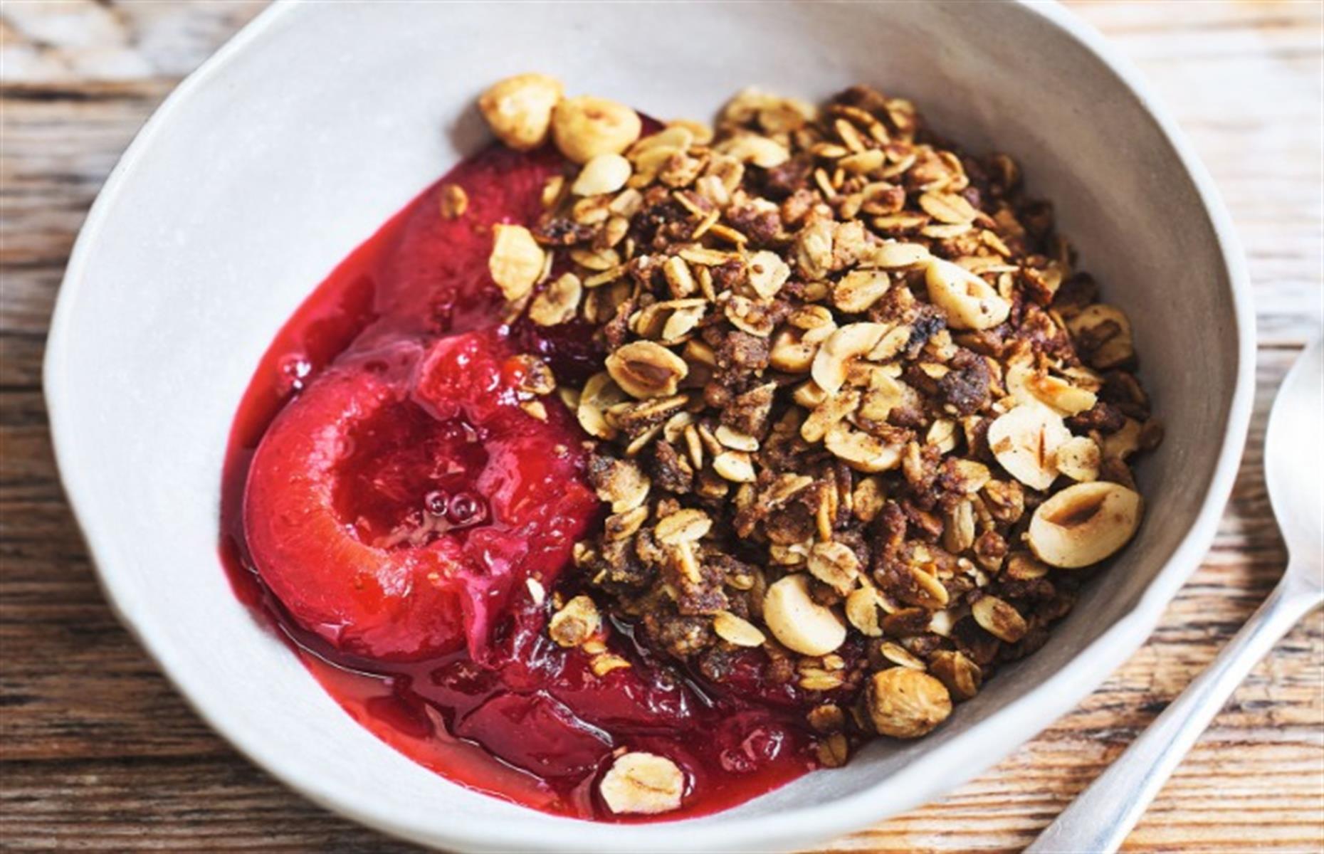 Stovetop plum crumble