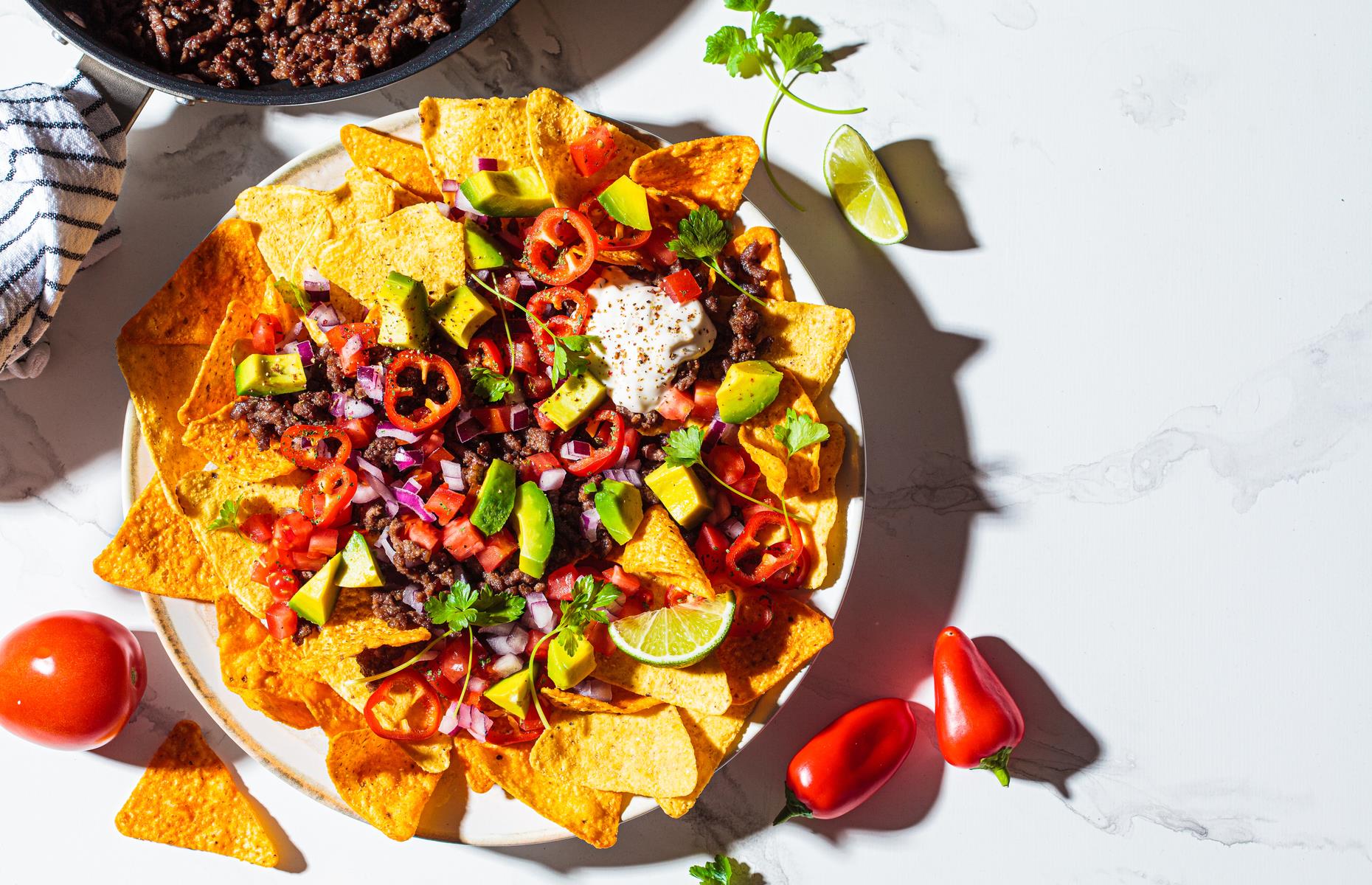 Slow-cooked beef nachos