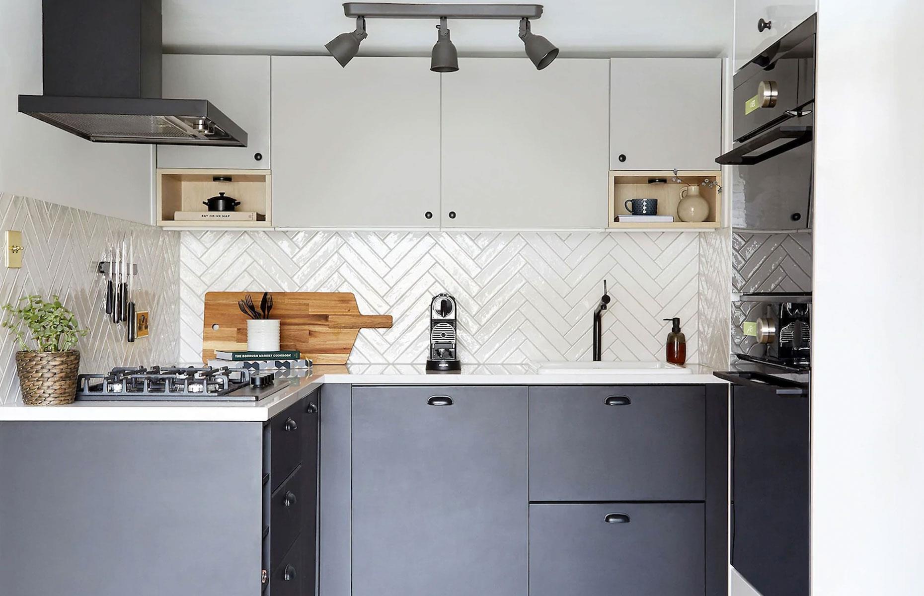 Minimalist black and white kitchen