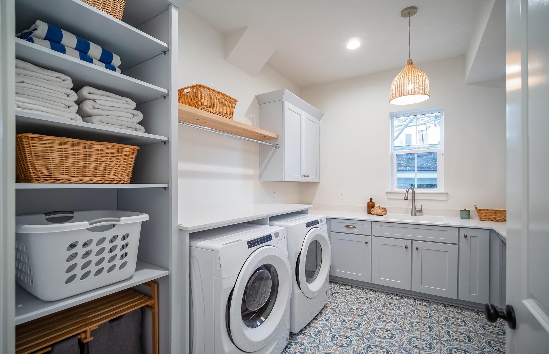 Laundry chutes and utility areas: American