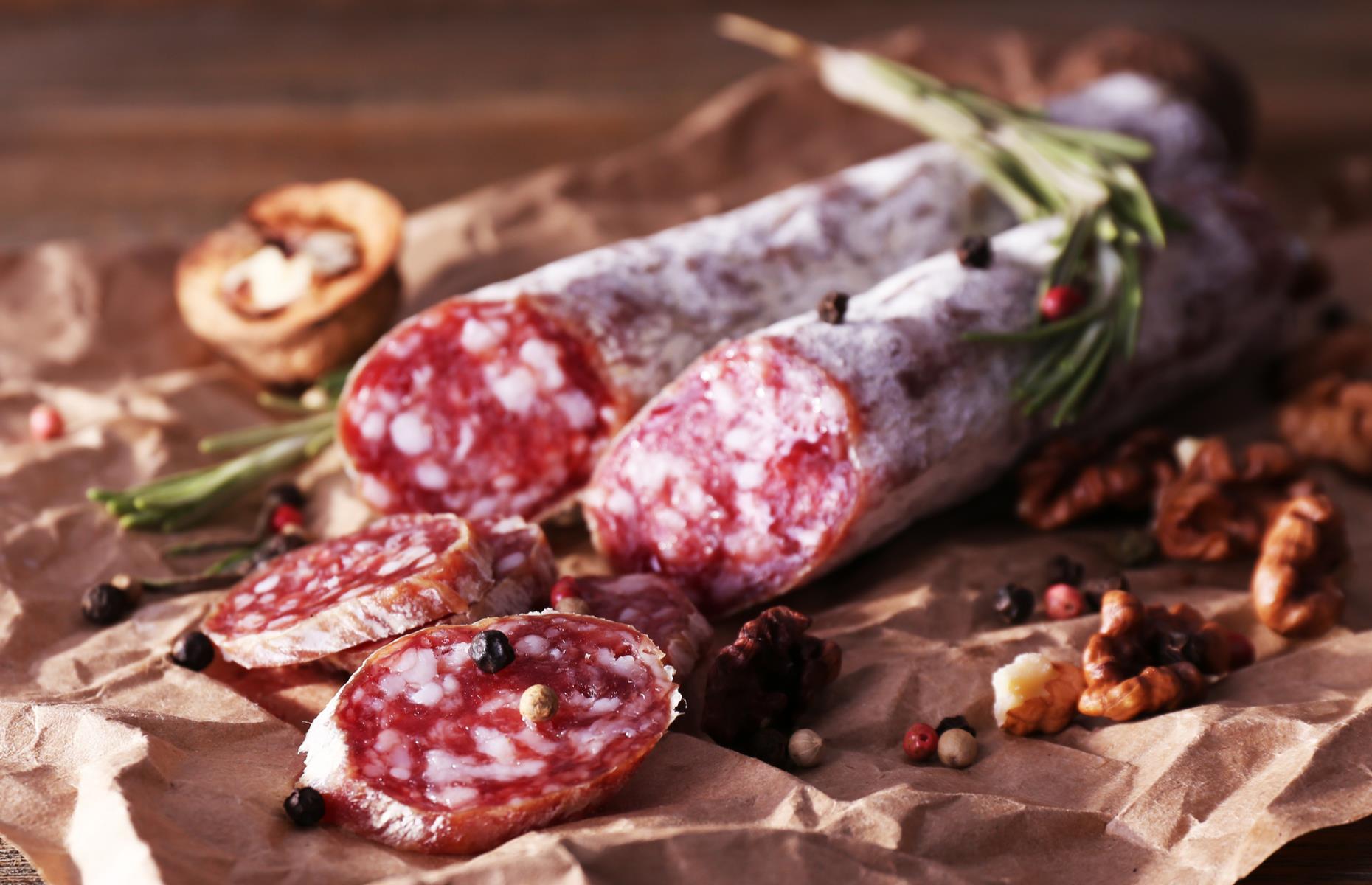 Salami or pepperoni sausage