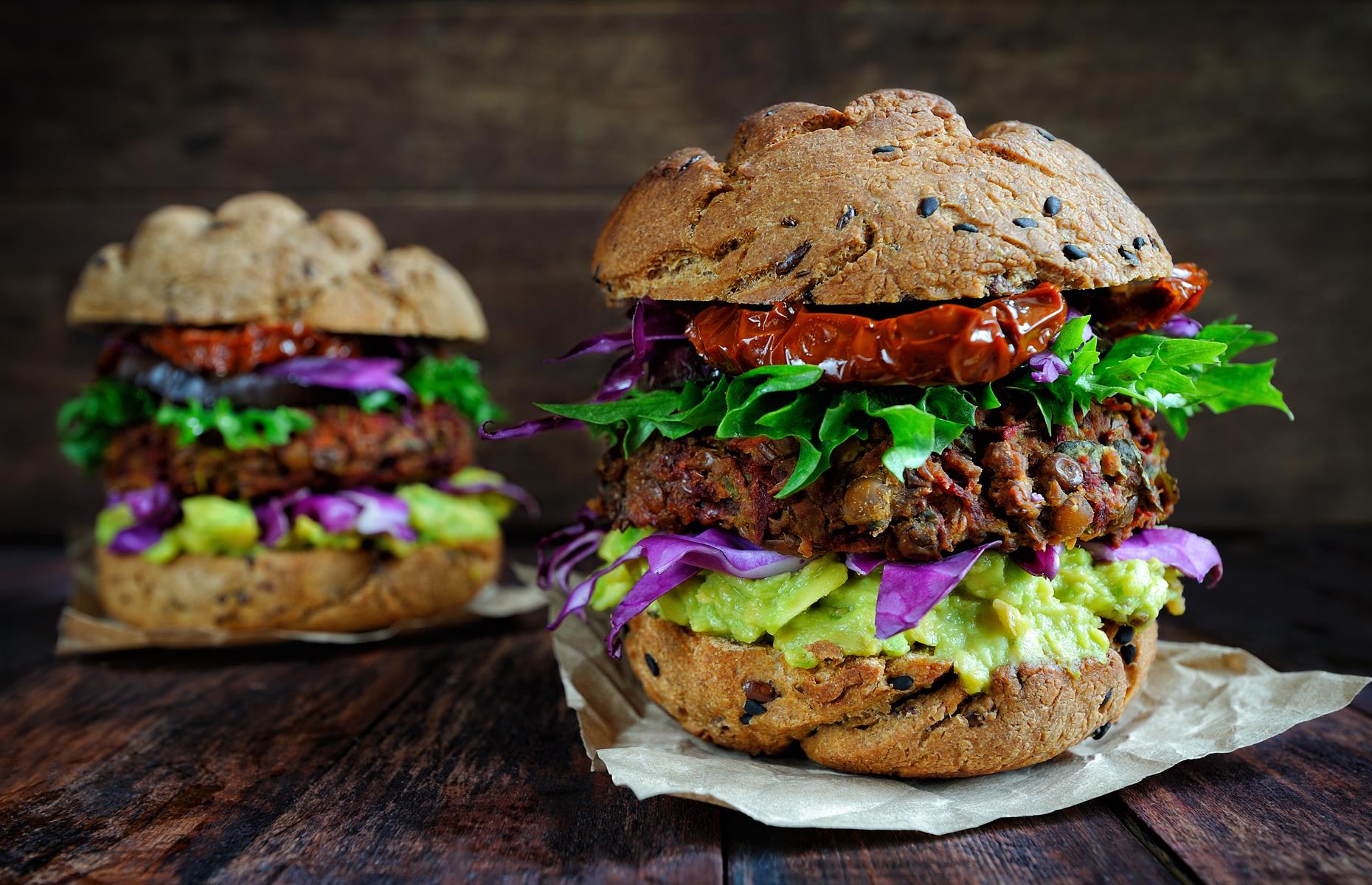 Lentil and beetroot burgers
