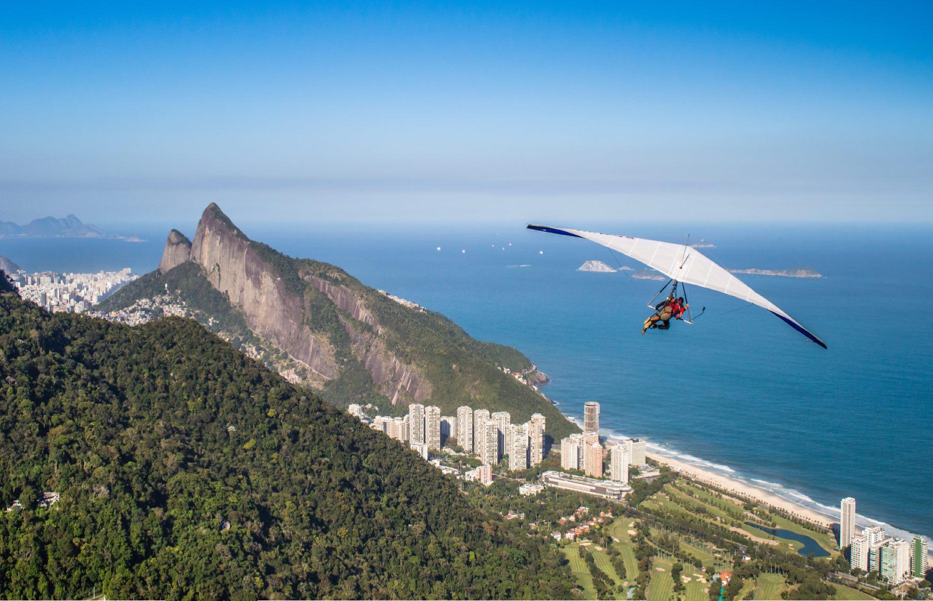 Hang glide over Rio De Janeiro, Brazil
