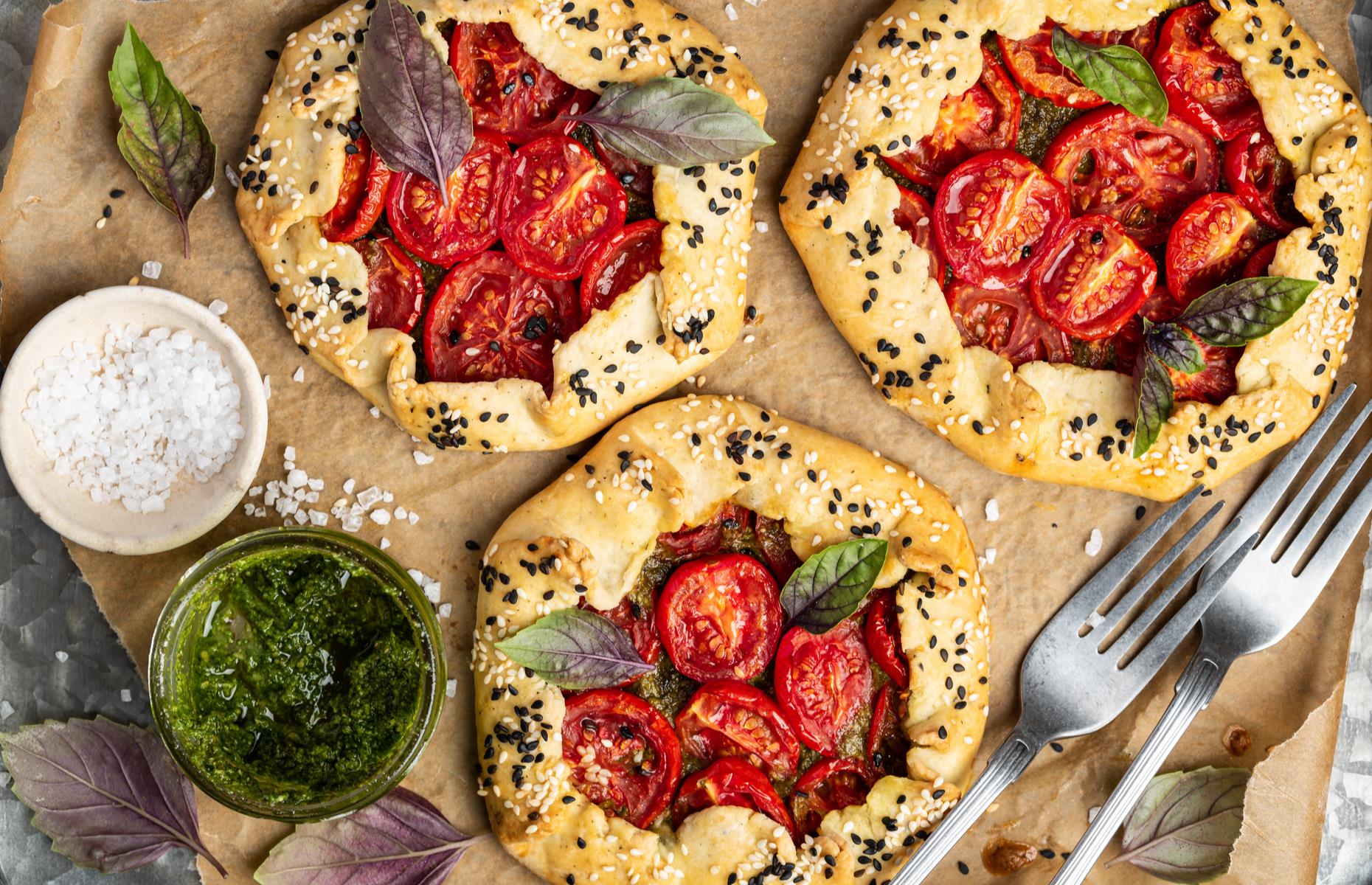 Tomato and pesto galettes