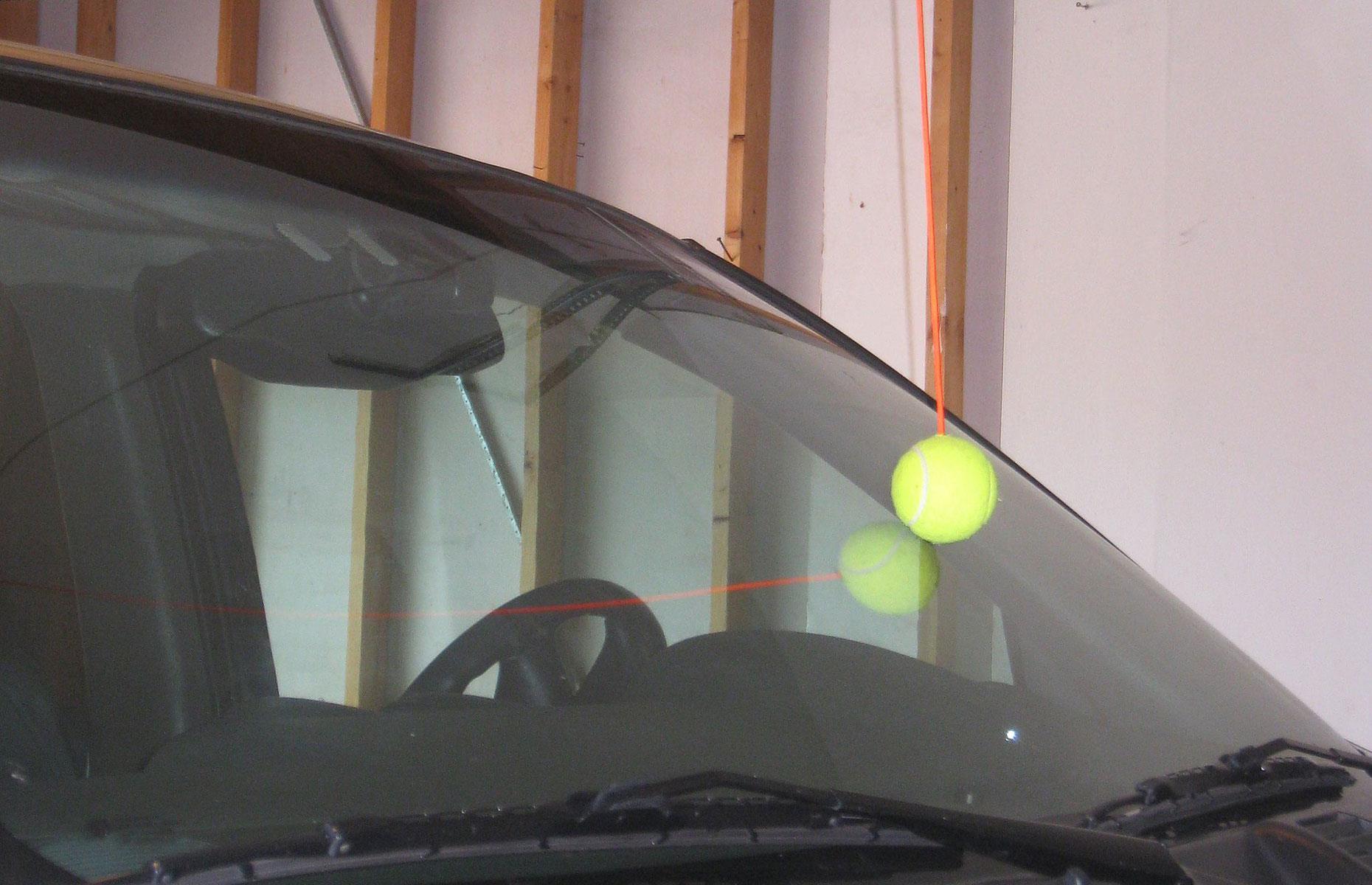 Hang a tennis ball parking aid