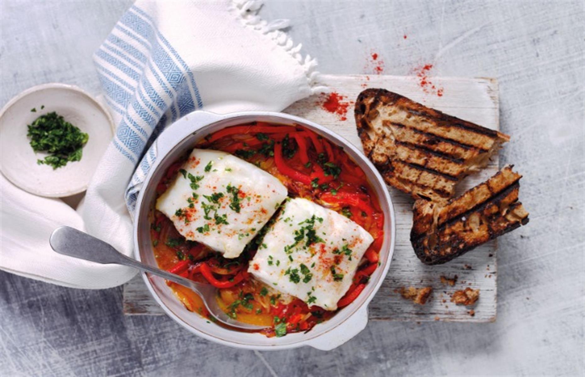 Spanish-inspired cod with peppers