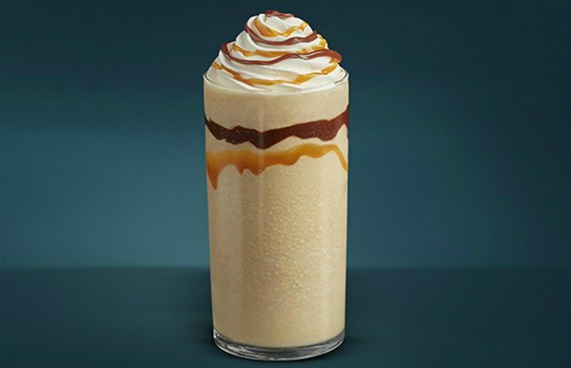 520 calories: Large Peet's chocolate and caramel swirl Javiva, whole milk (USA)