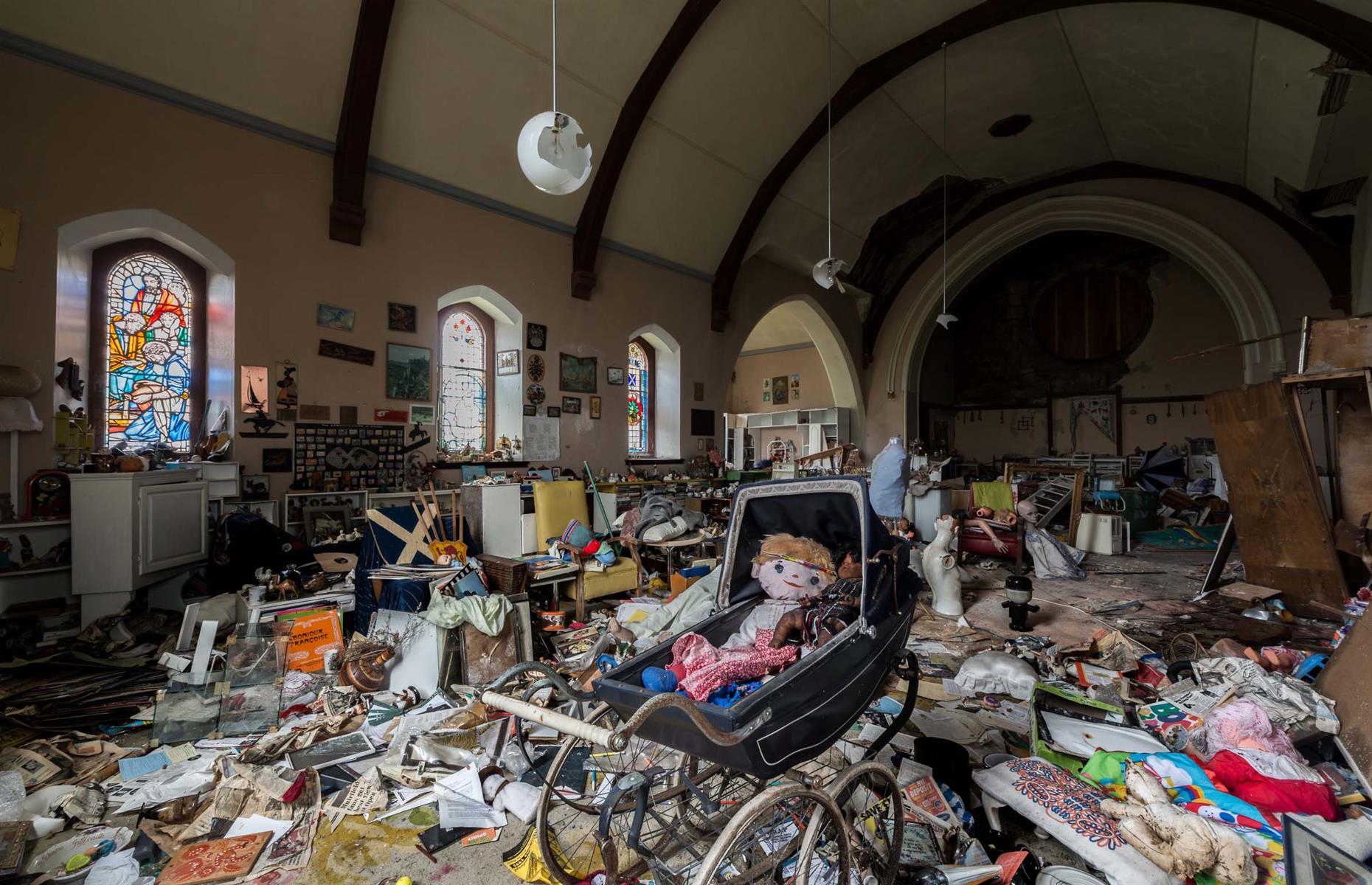 Derelict church filled to the rafters