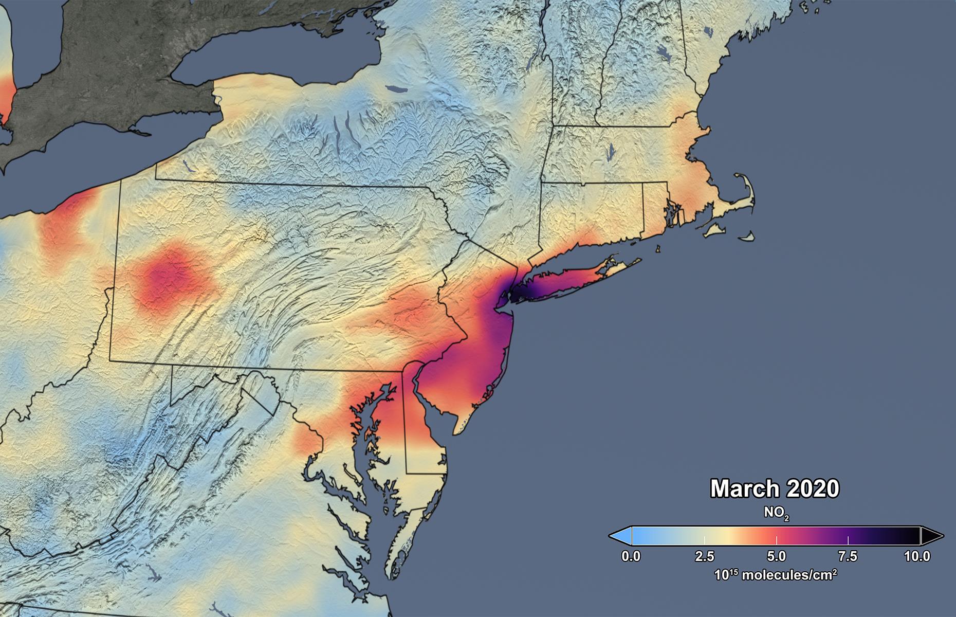 After: air pollution along the USA's East Coast