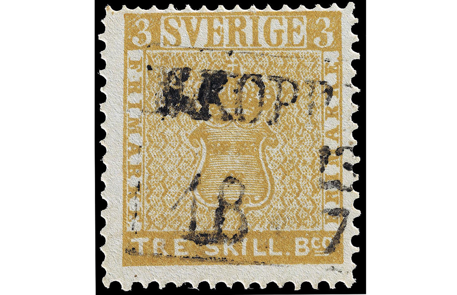 Sweden 1855 3sk Treskilling Yellow – $3.8 million (£3.2m)