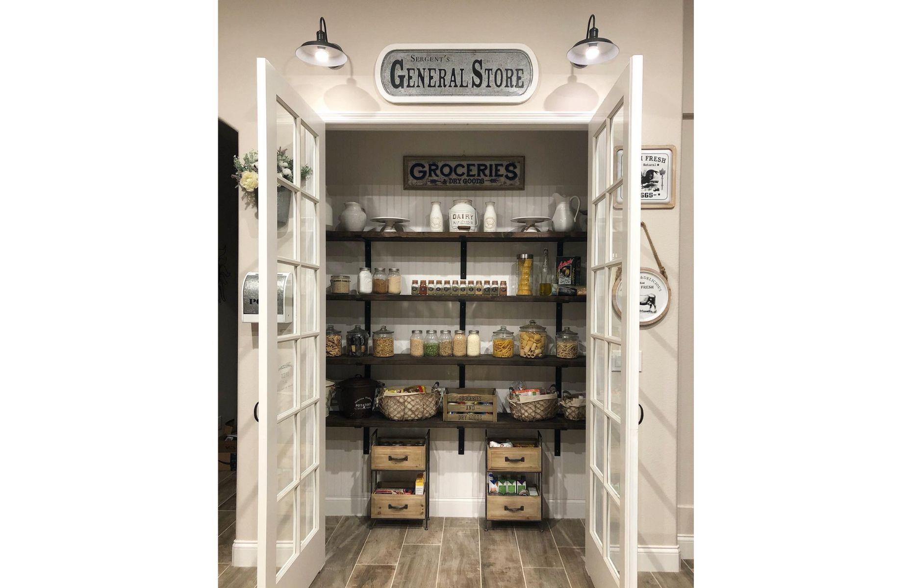 Stylish walk-in pantry
