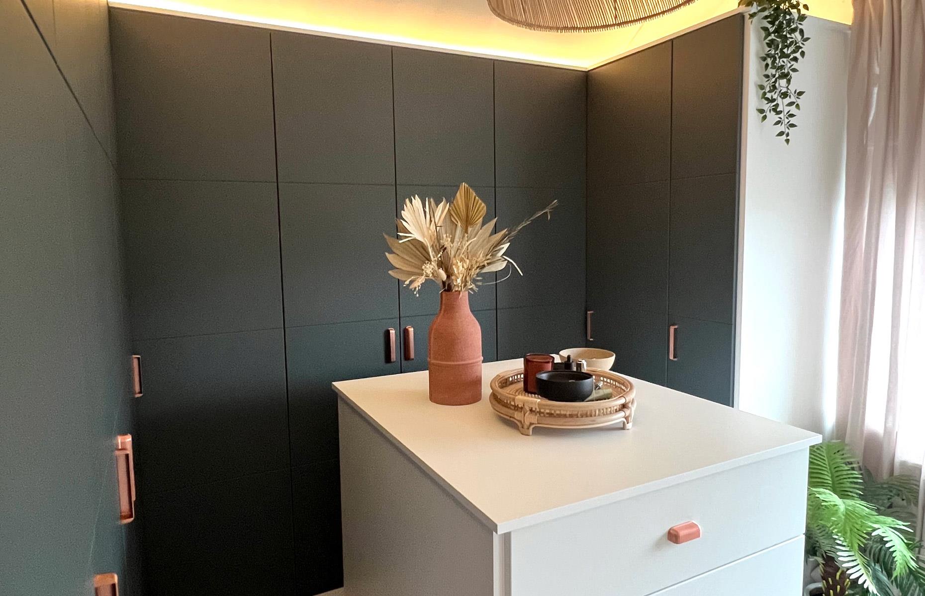 Add wow factor to a walk in wardrobe