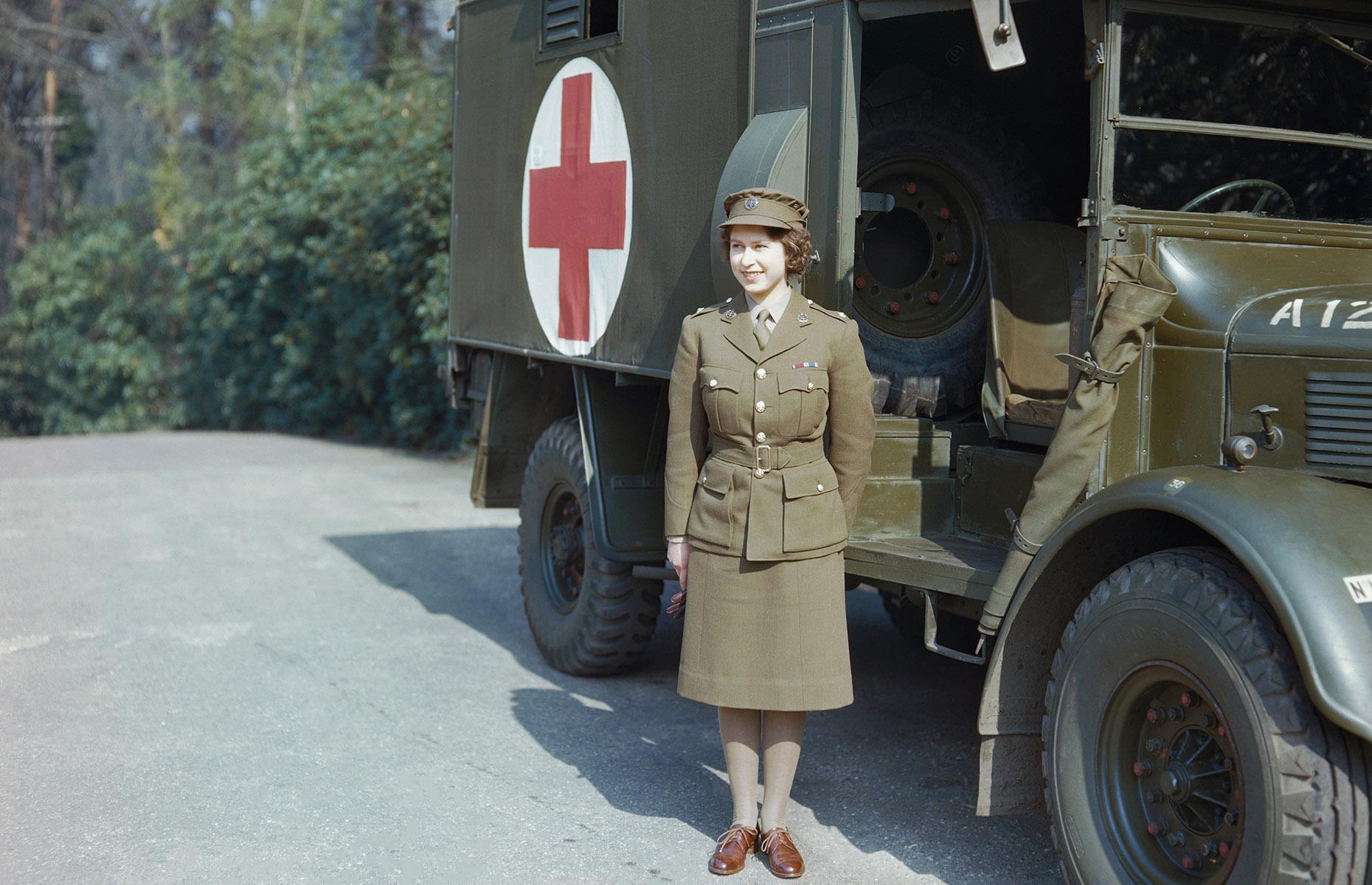 April 1945: Princess Elizabeth serves in the Women's Auxiliary Territorial Service, England 