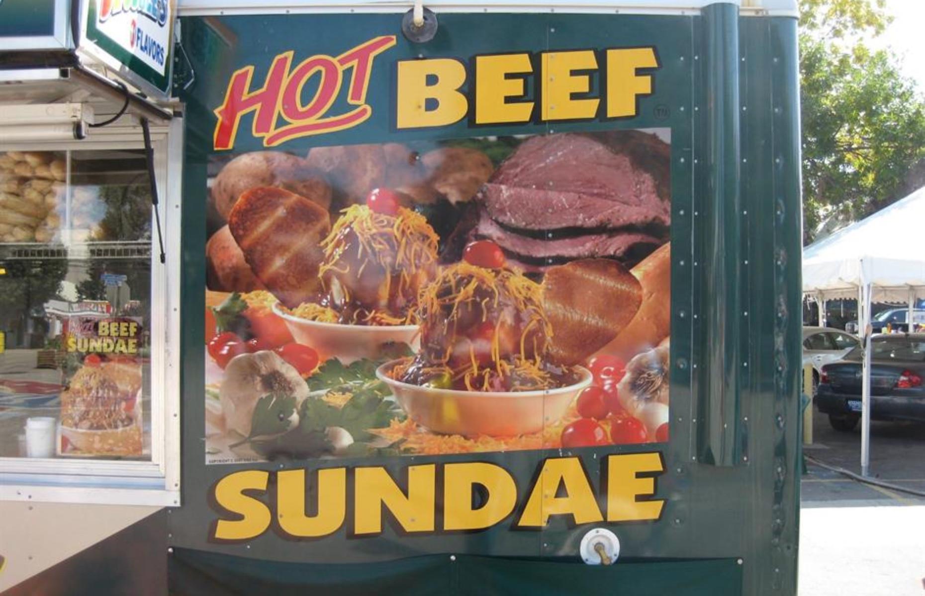 Iowa: hot beef sundae