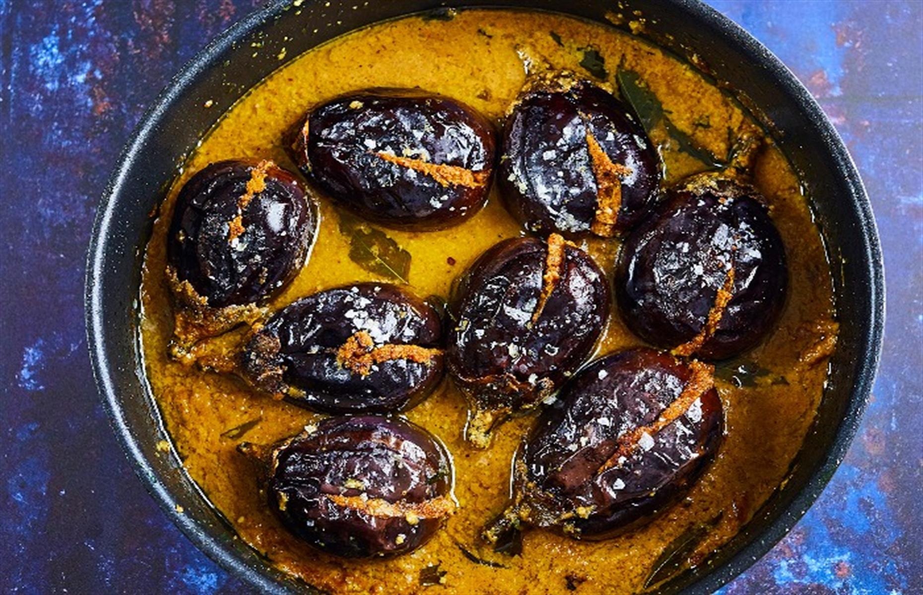 42. Aubergines with peanut masala