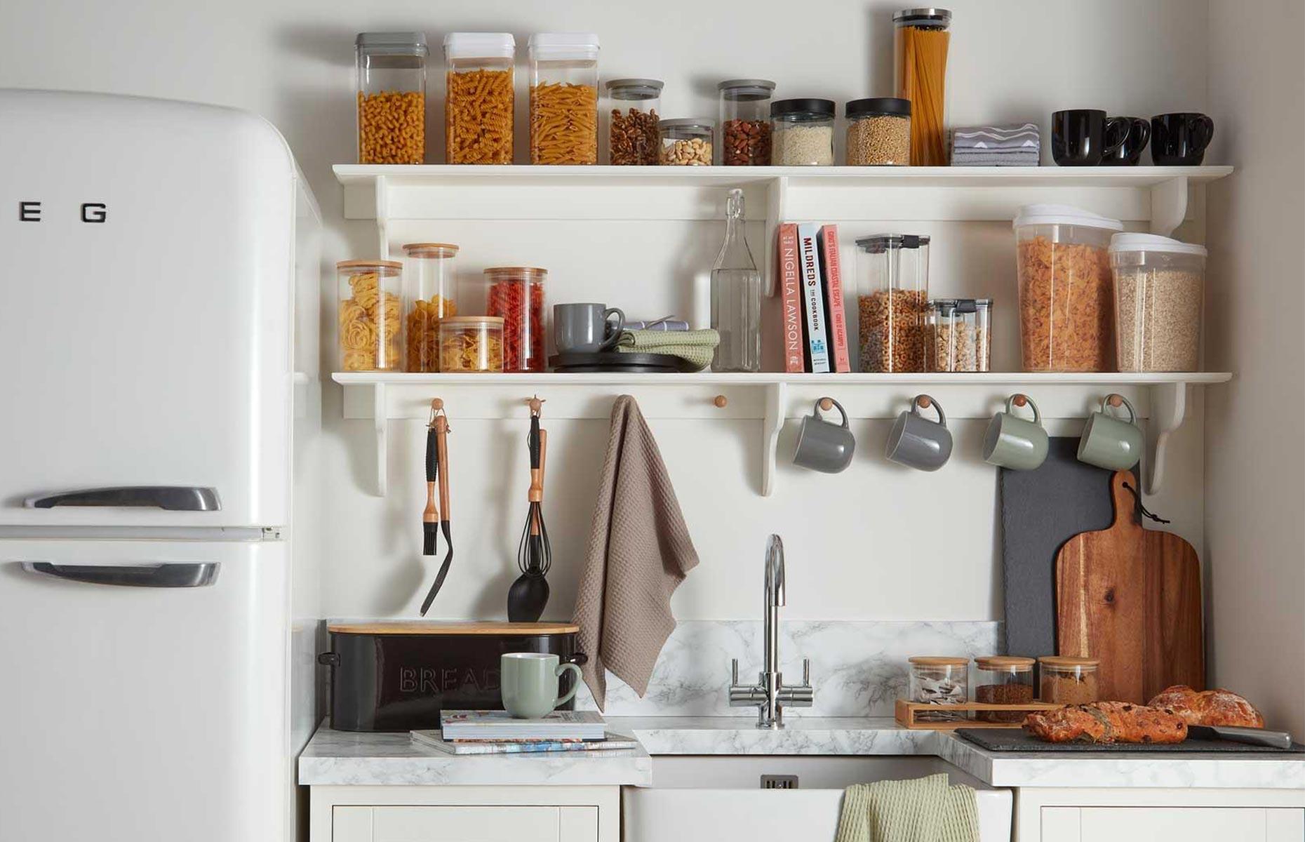 Coordinate open shelves