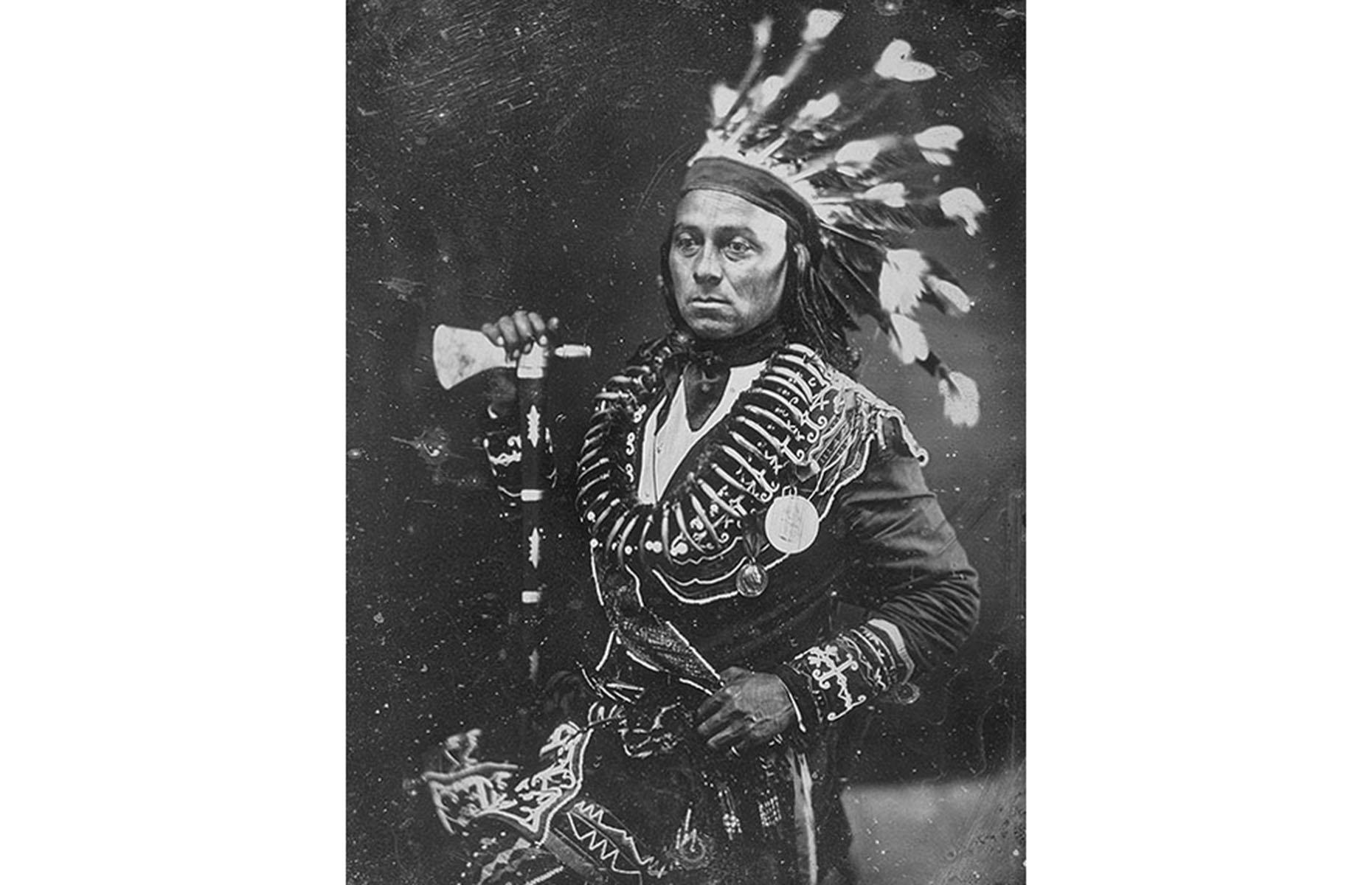 1846: portrait of Maungwudaus, Chief of the Mississauga First Nation