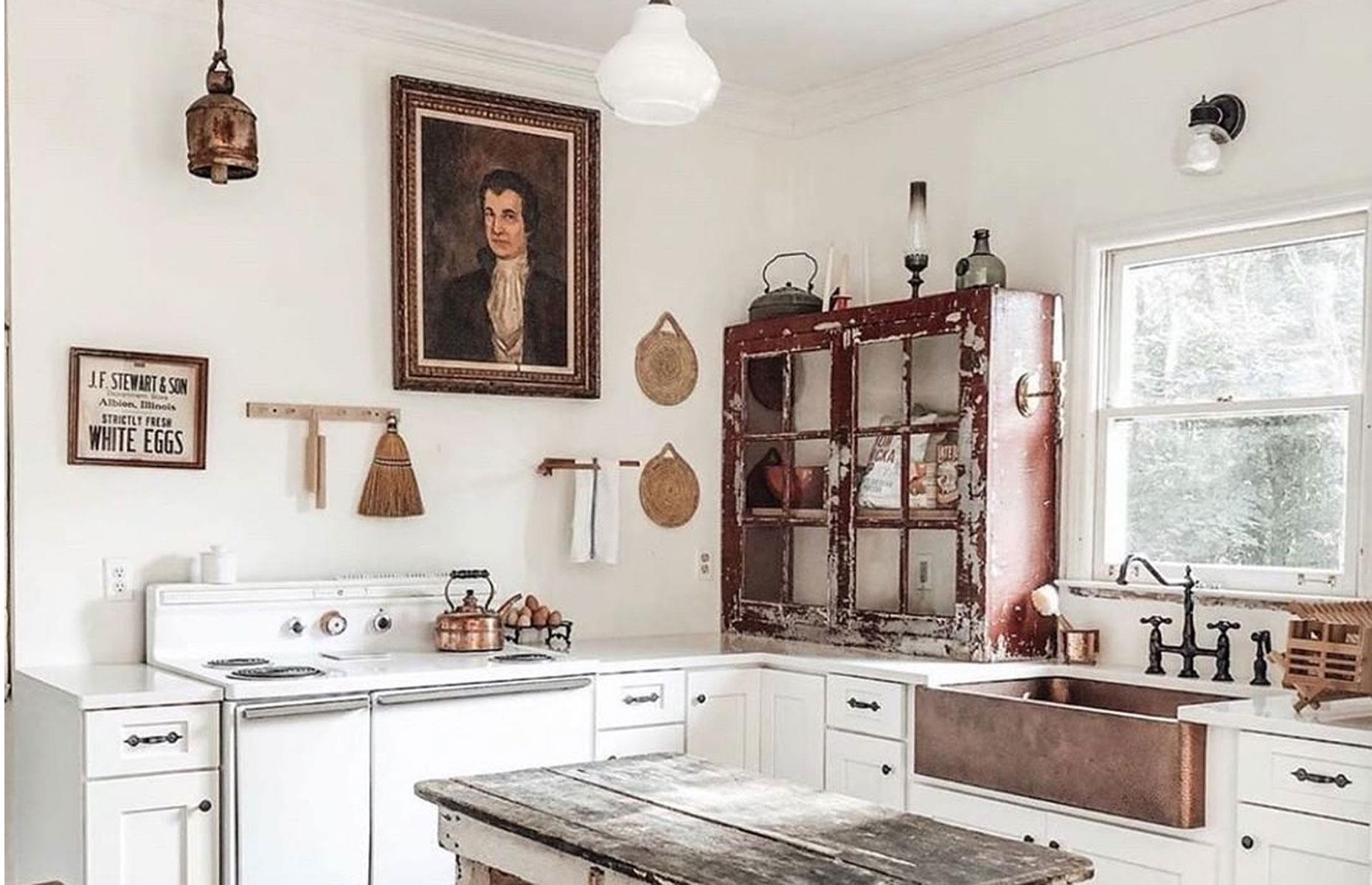 Traditional kitchen with antique charm