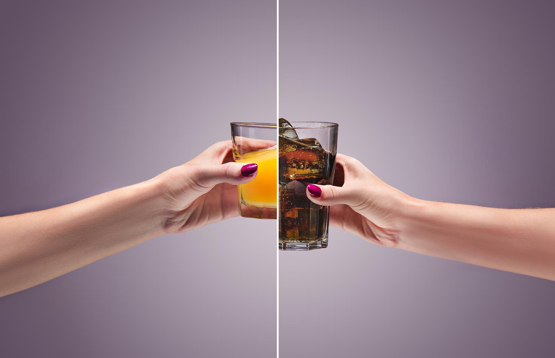 Ein Glas Orangensaft hat fast so viel Zucker wie ein Glas Cola
