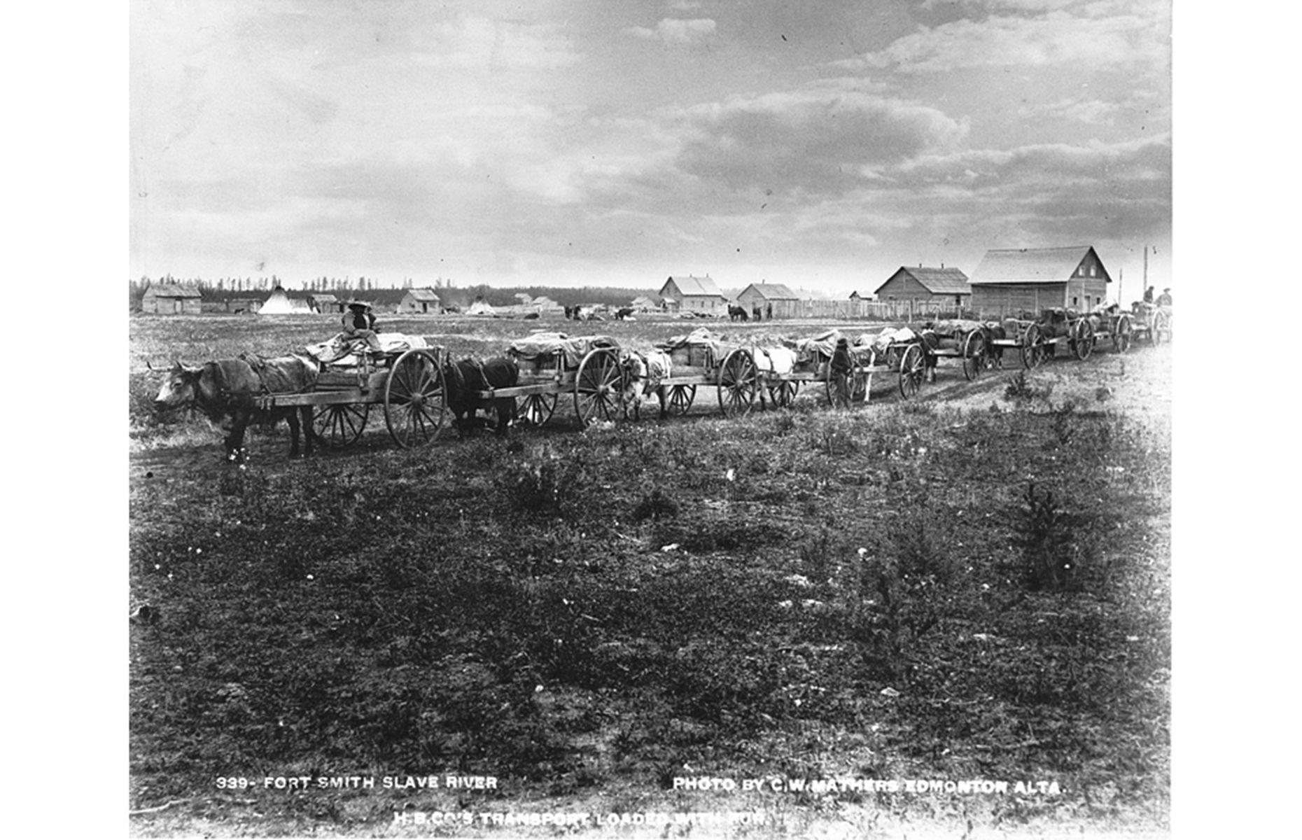 1900: Hudson's Bay Company transport at Fort Smith, Northwest Territories
