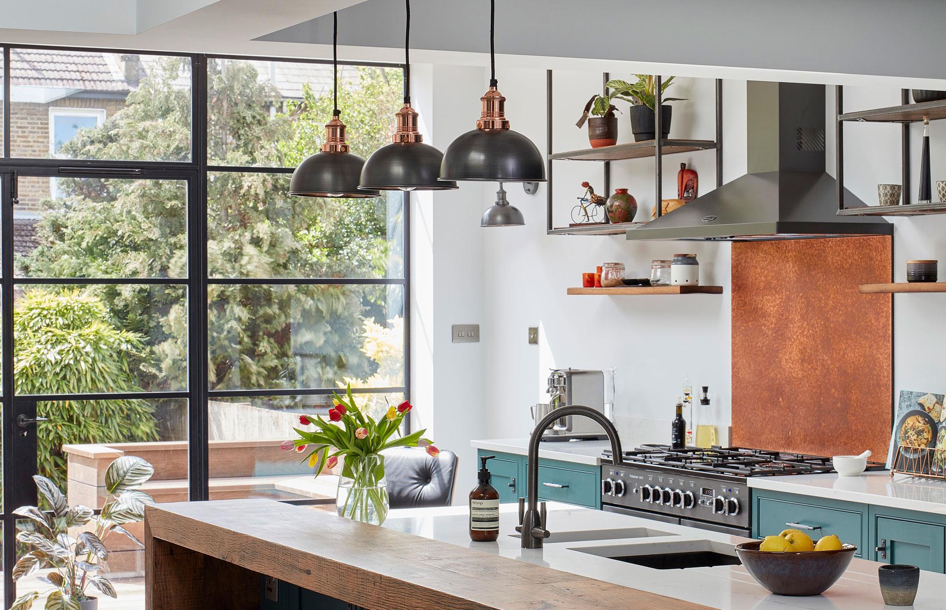 Hang large metal lights