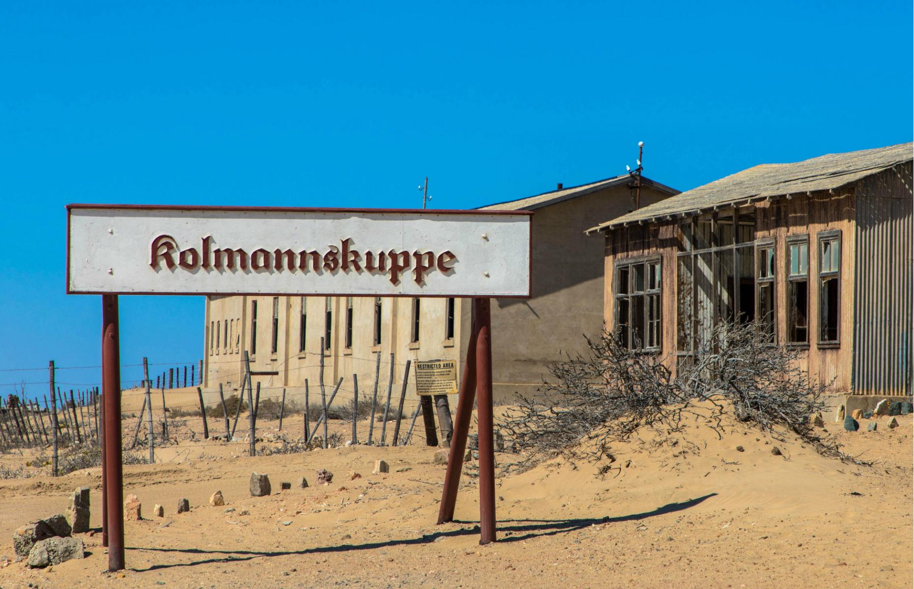 The sand-filled streets of Kolmanskop, the Namib, Namibia