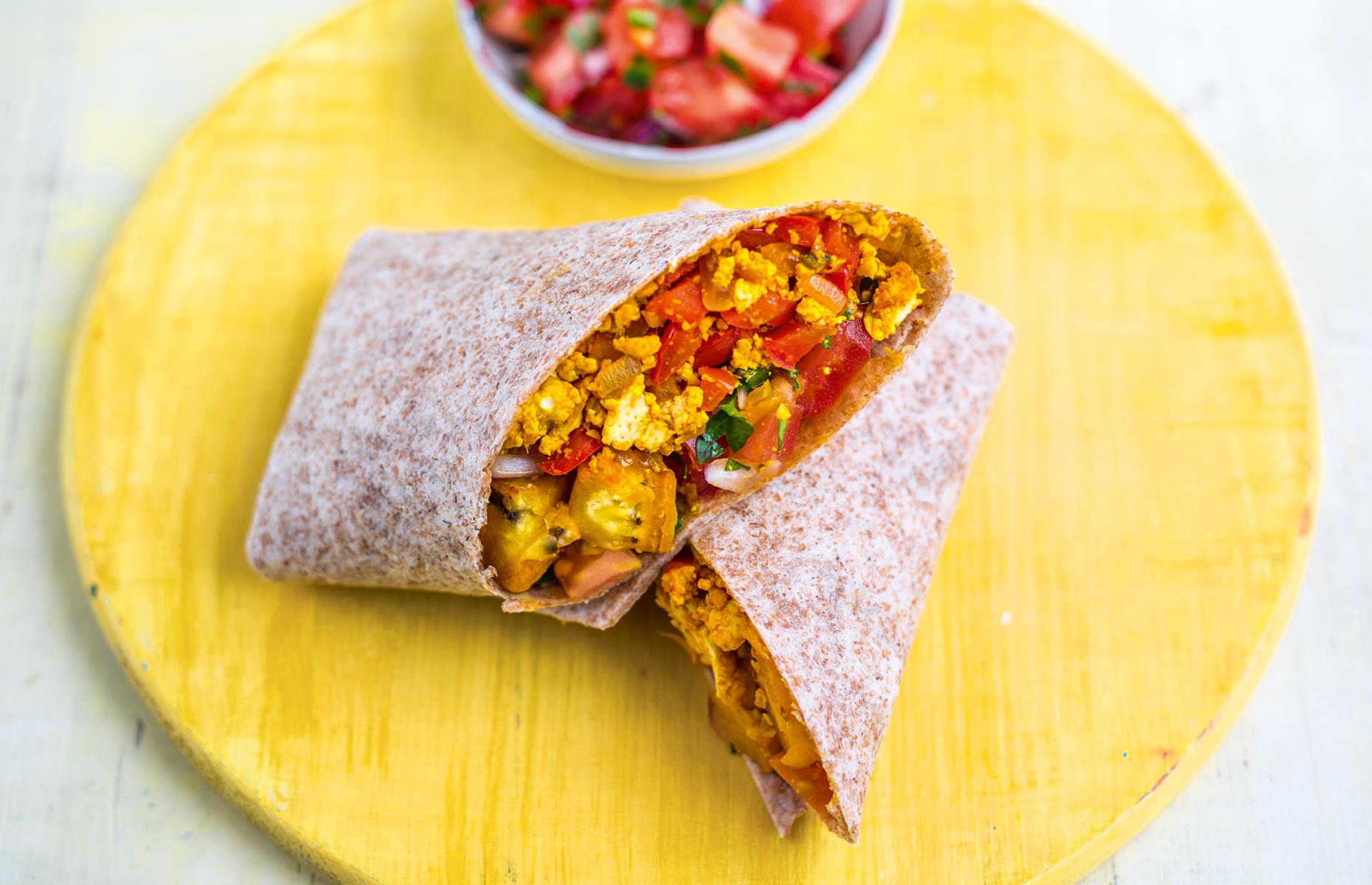Scrambled tofu burritos