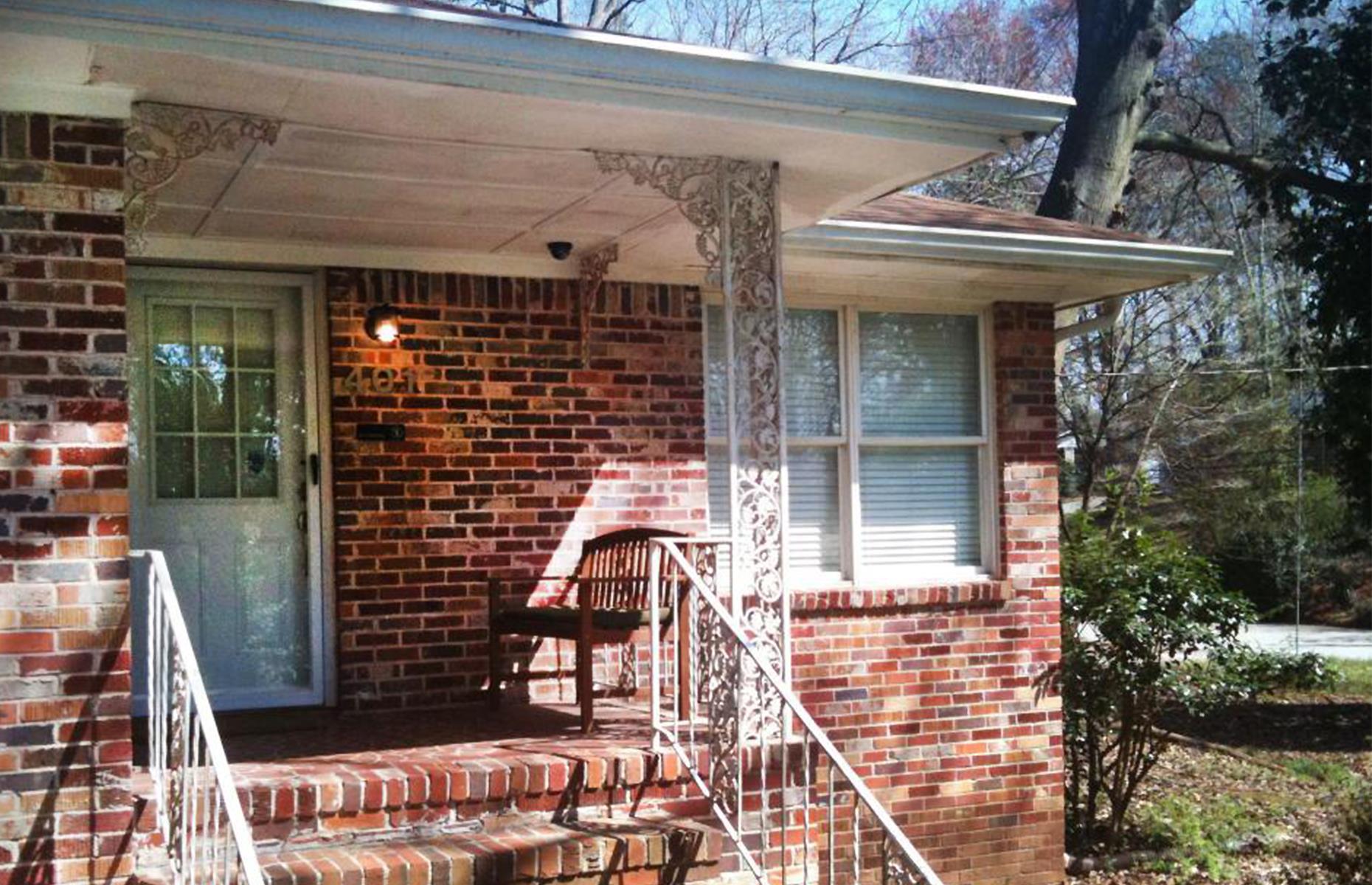Before: a shabby brick exterior