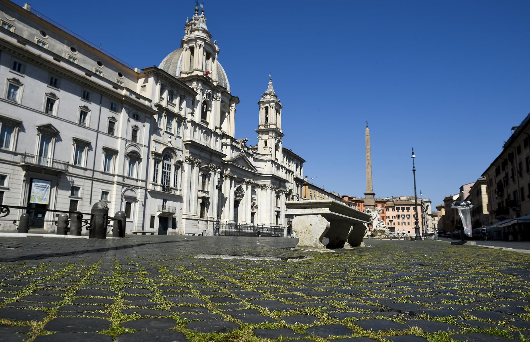 Green lawns in Rome, Italy