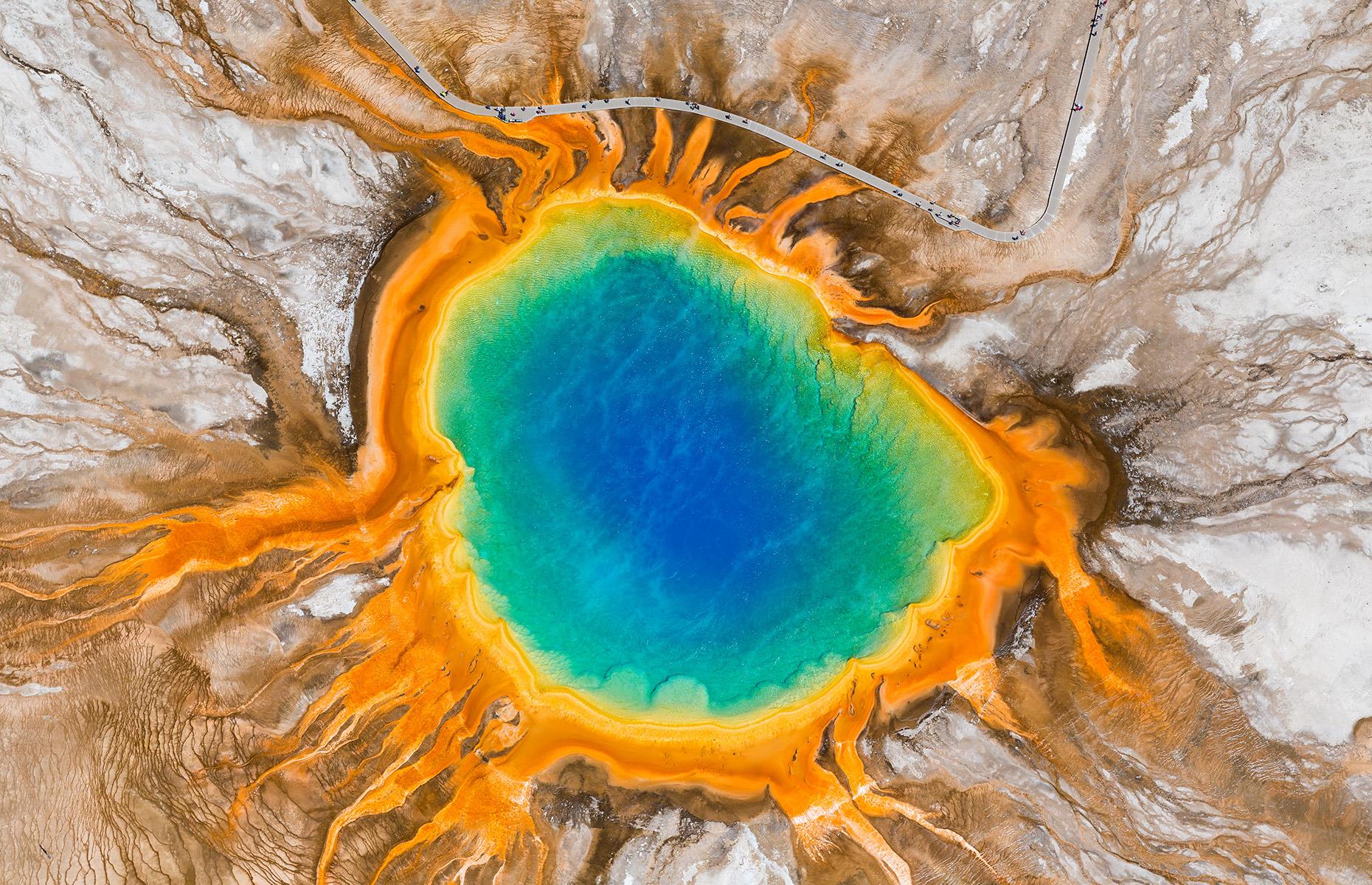 Man washes his feet in scorching Yellowstone hot spring