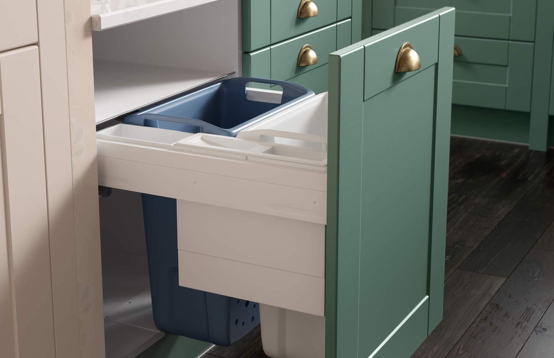 Put recycling bins in a deep drawer