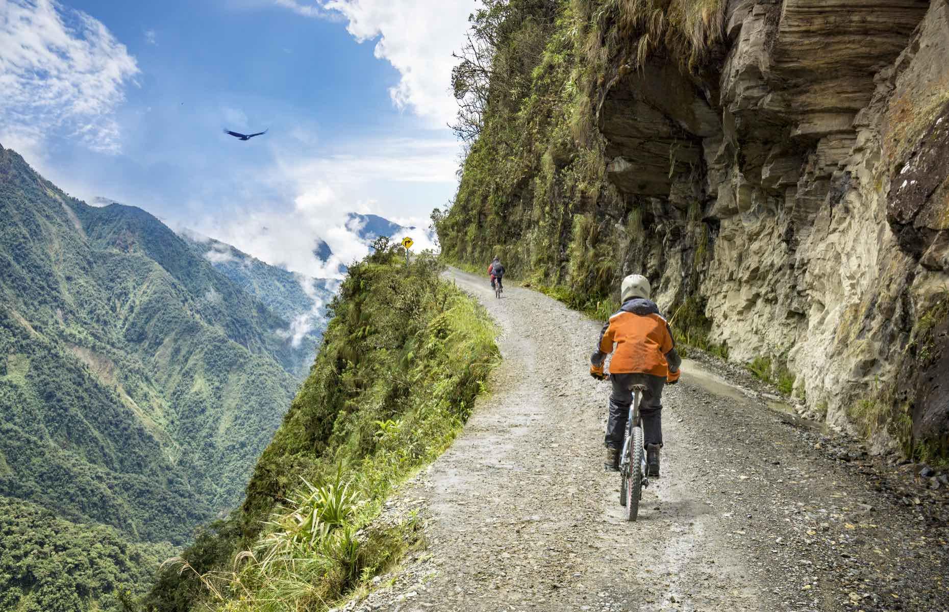 Cycling down Death Road, Yungas, Bolivia