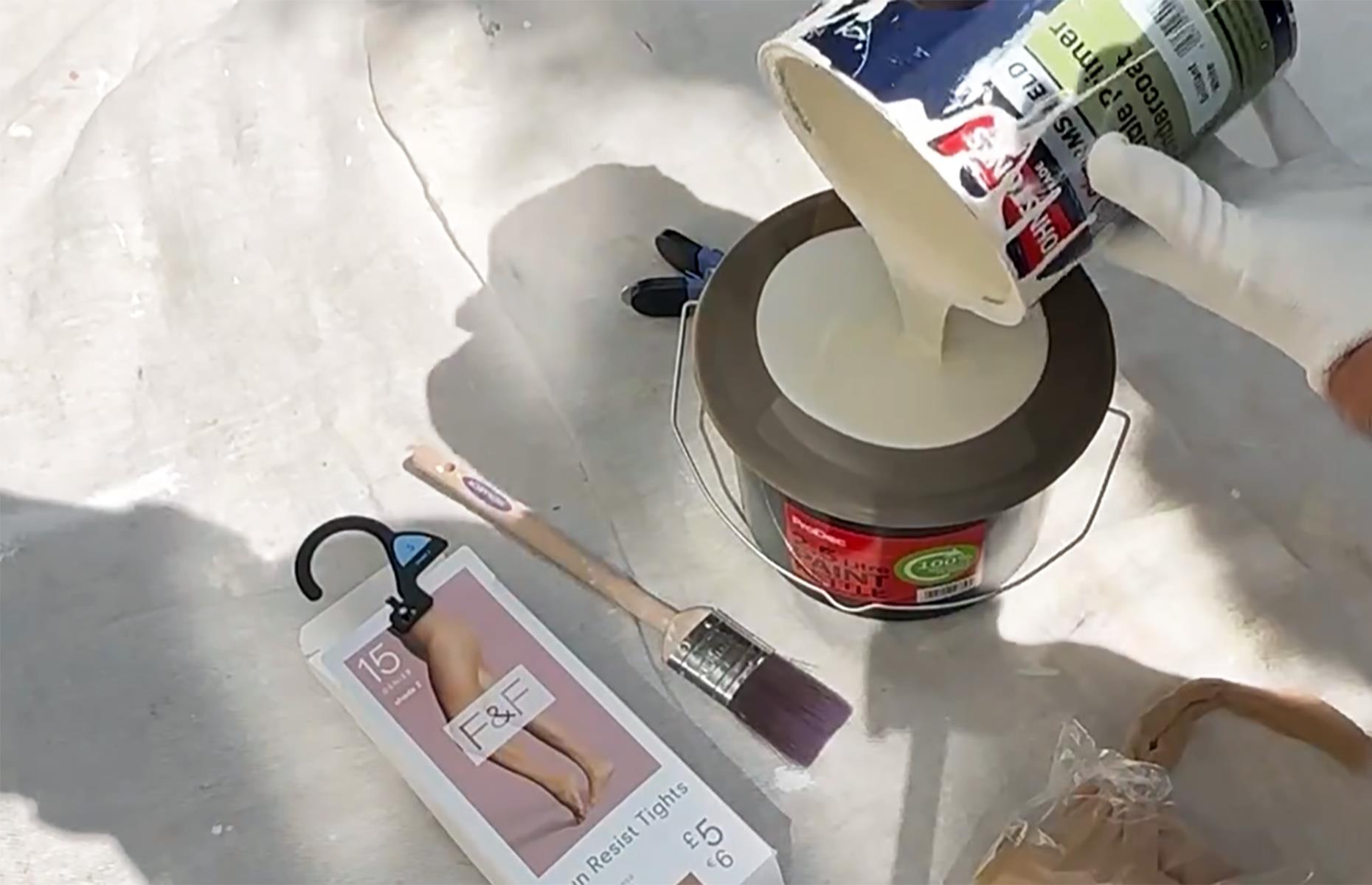 Strain old paint with a pair of tights 
