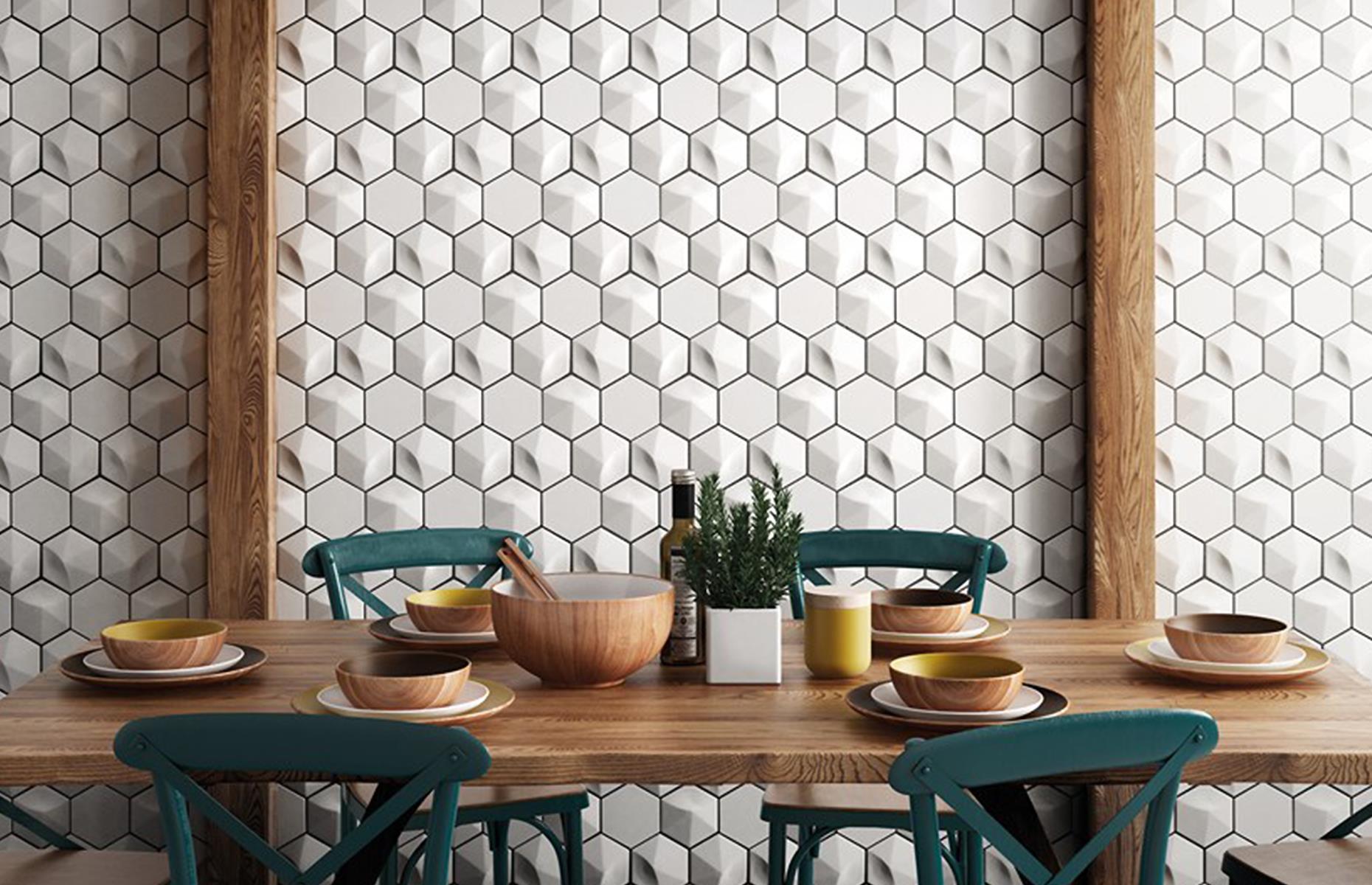 Embrace a hexagonal relief