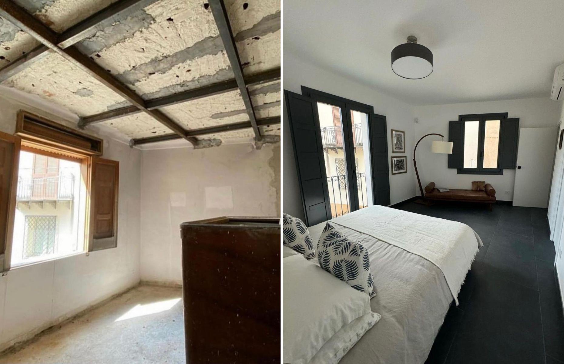 Antes y después: dormitorio de arriba