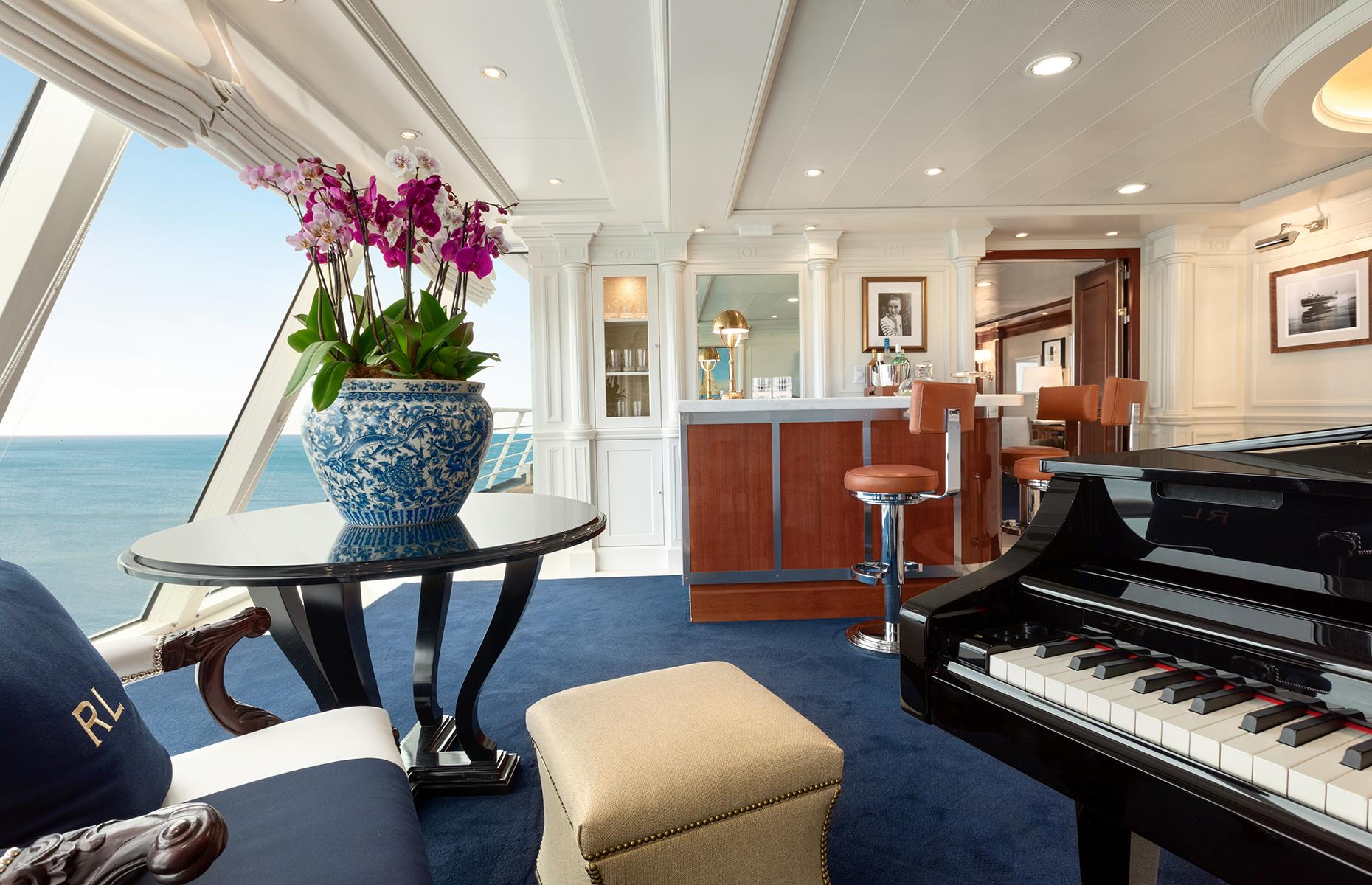 Some Oceania Cruises suites have walk-in closets and grand pianos
