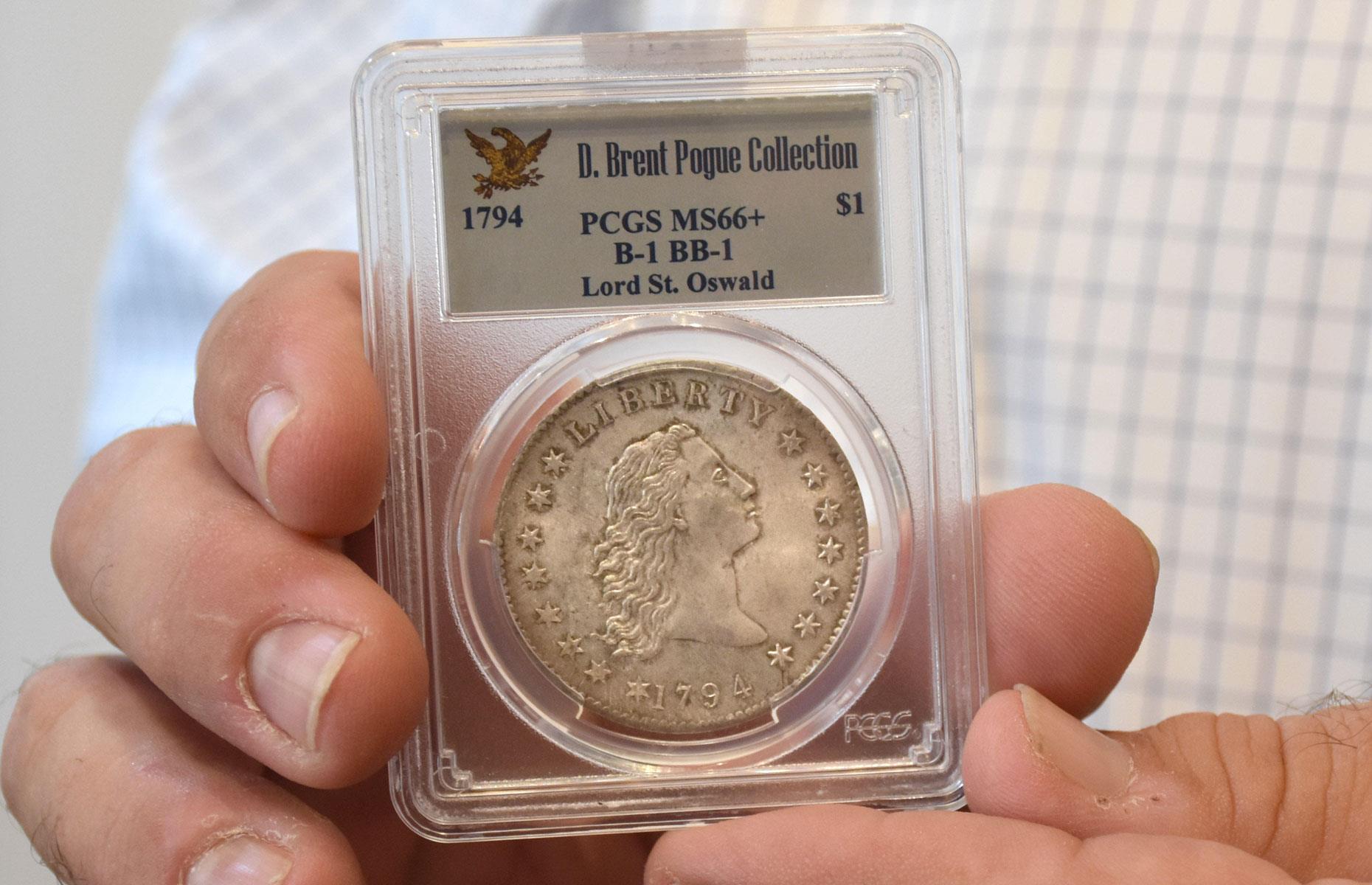 9. 1794 Flowing Hair Silver Dollar Lord St Oswald Specimen: $6.6 million ($8.6m/£6.4m today)