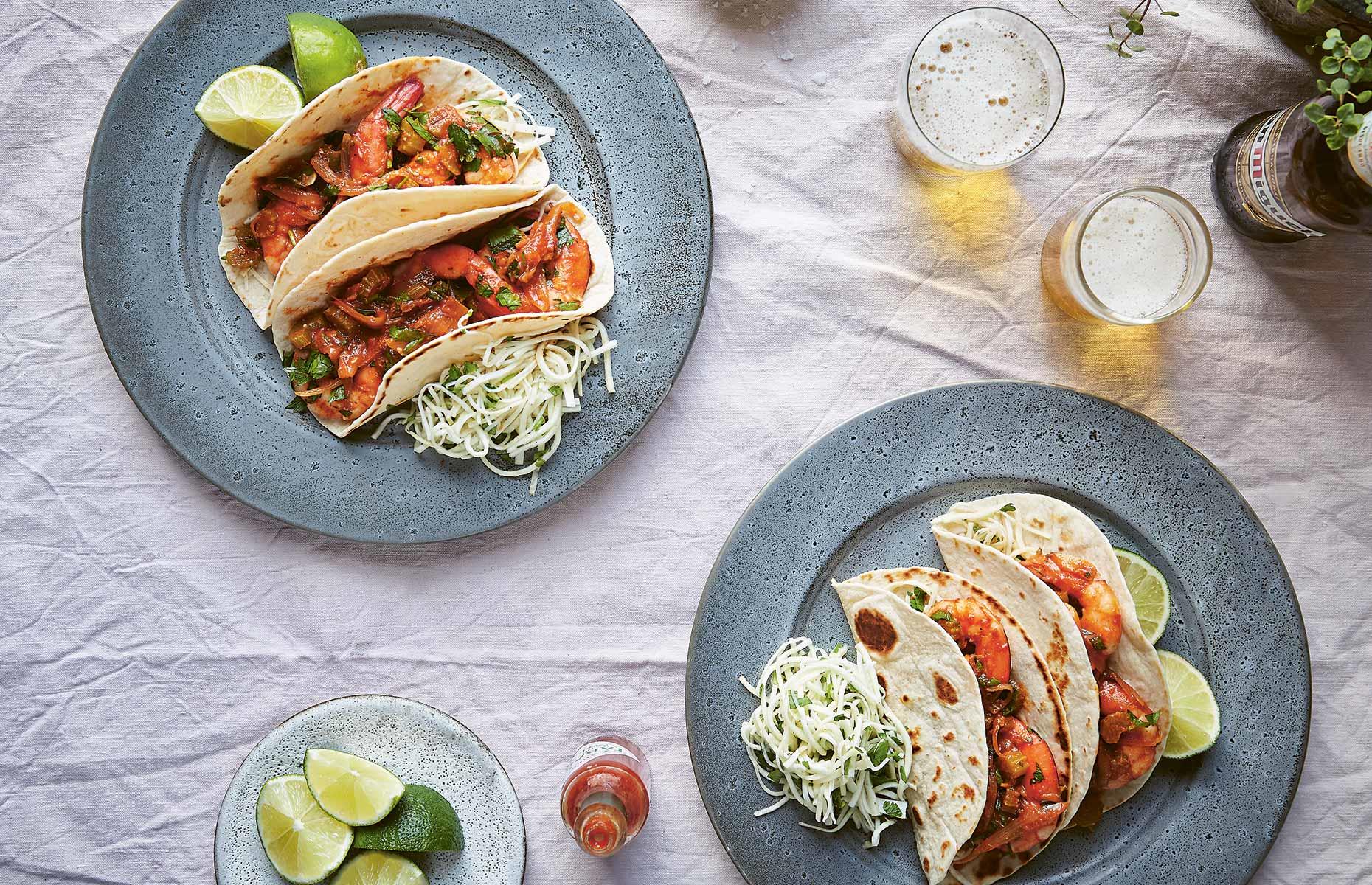 Bloody mary prawn tacos 