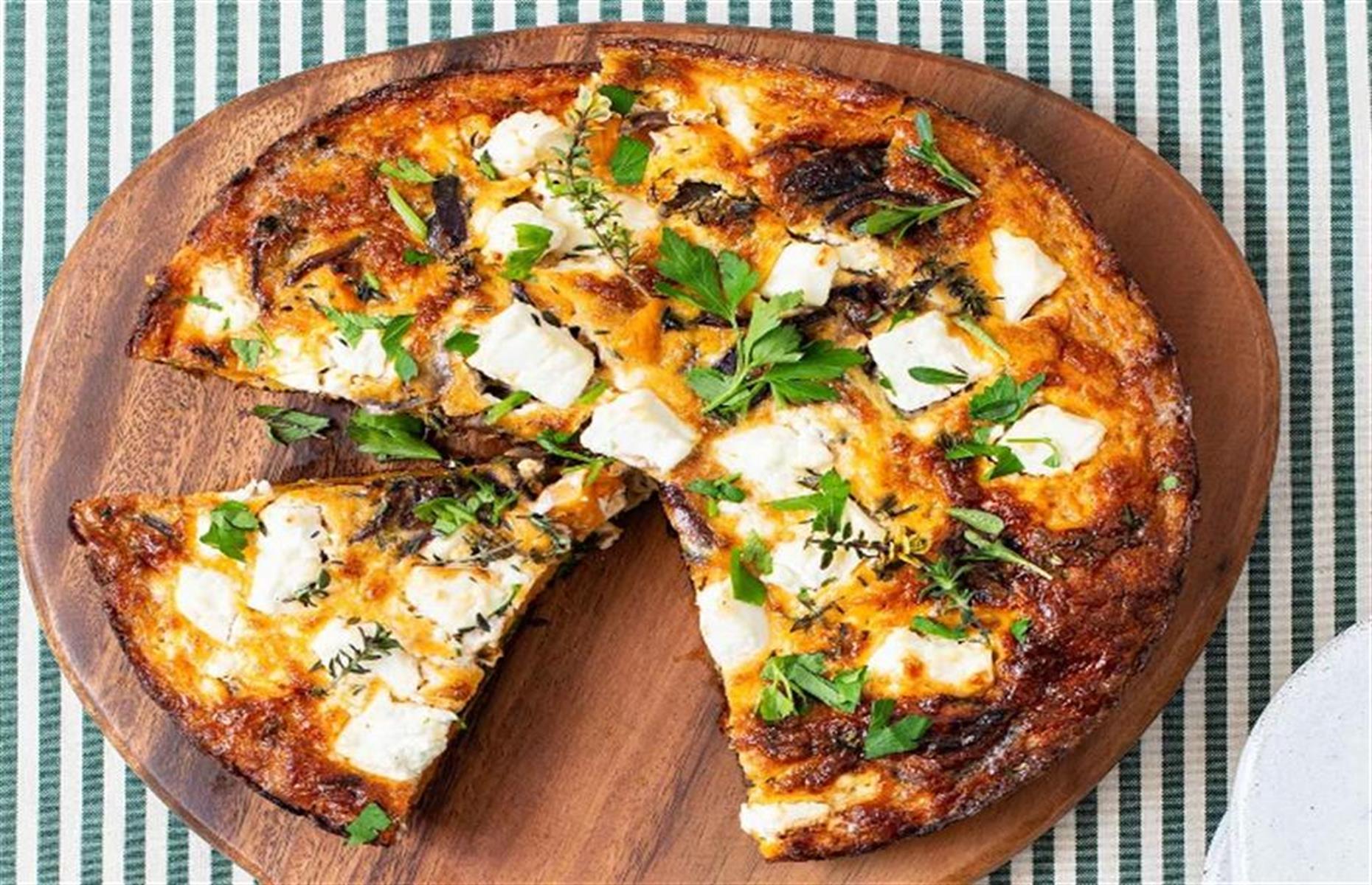 Sweet potato, feta and red onion frittata 