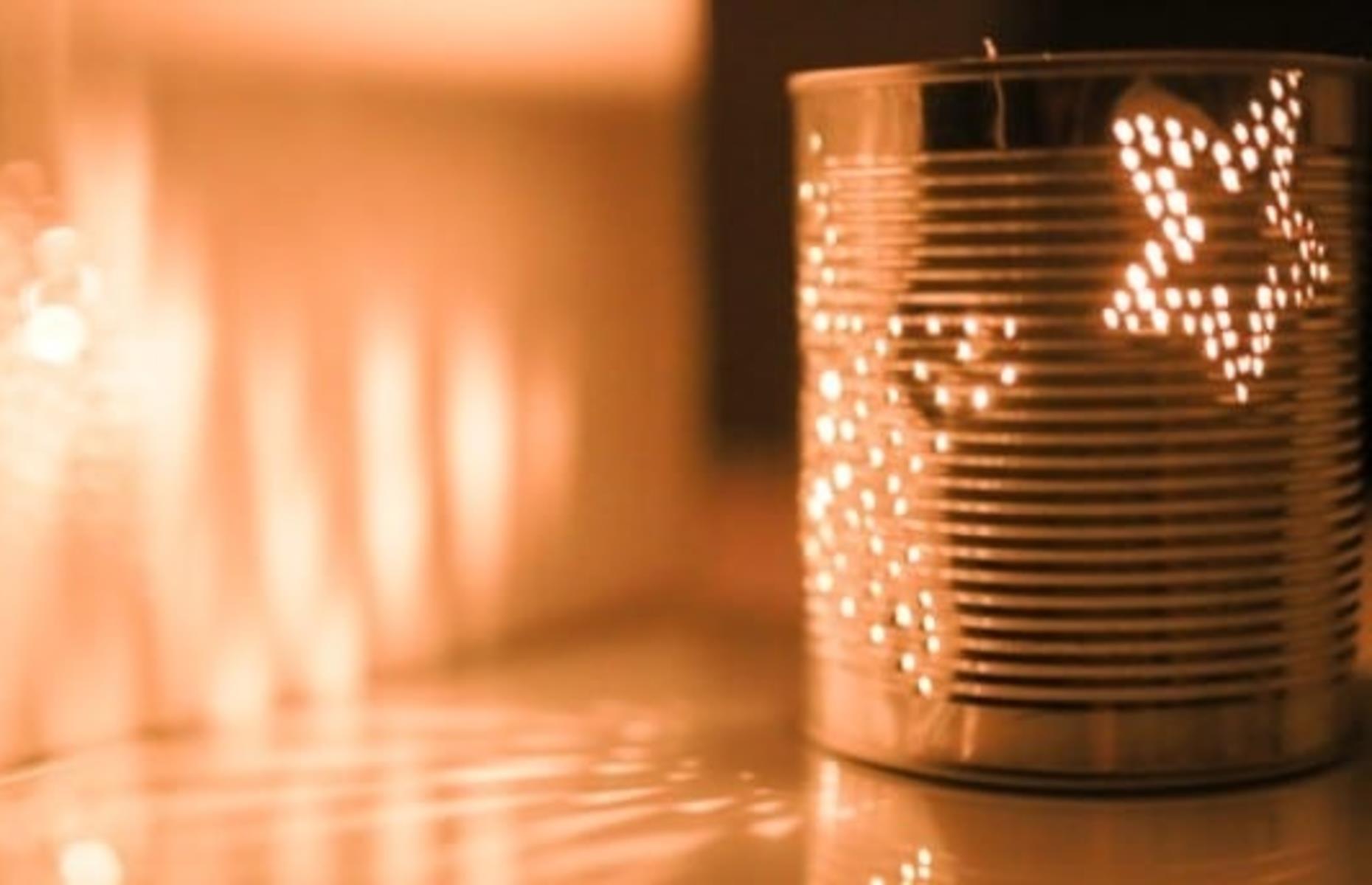 Recycled tin can lanterns