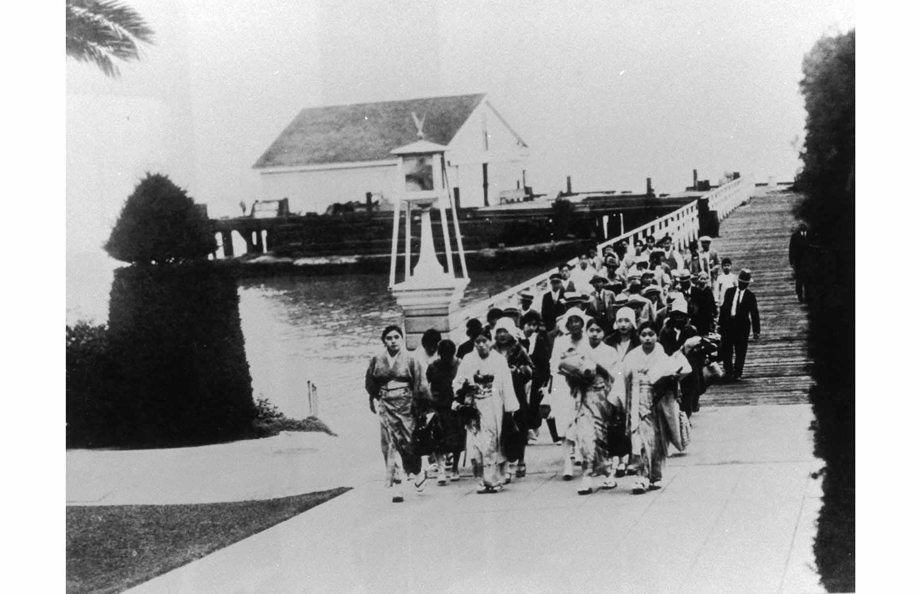 c.1911: New arrivals at Angel Island Immigration Station