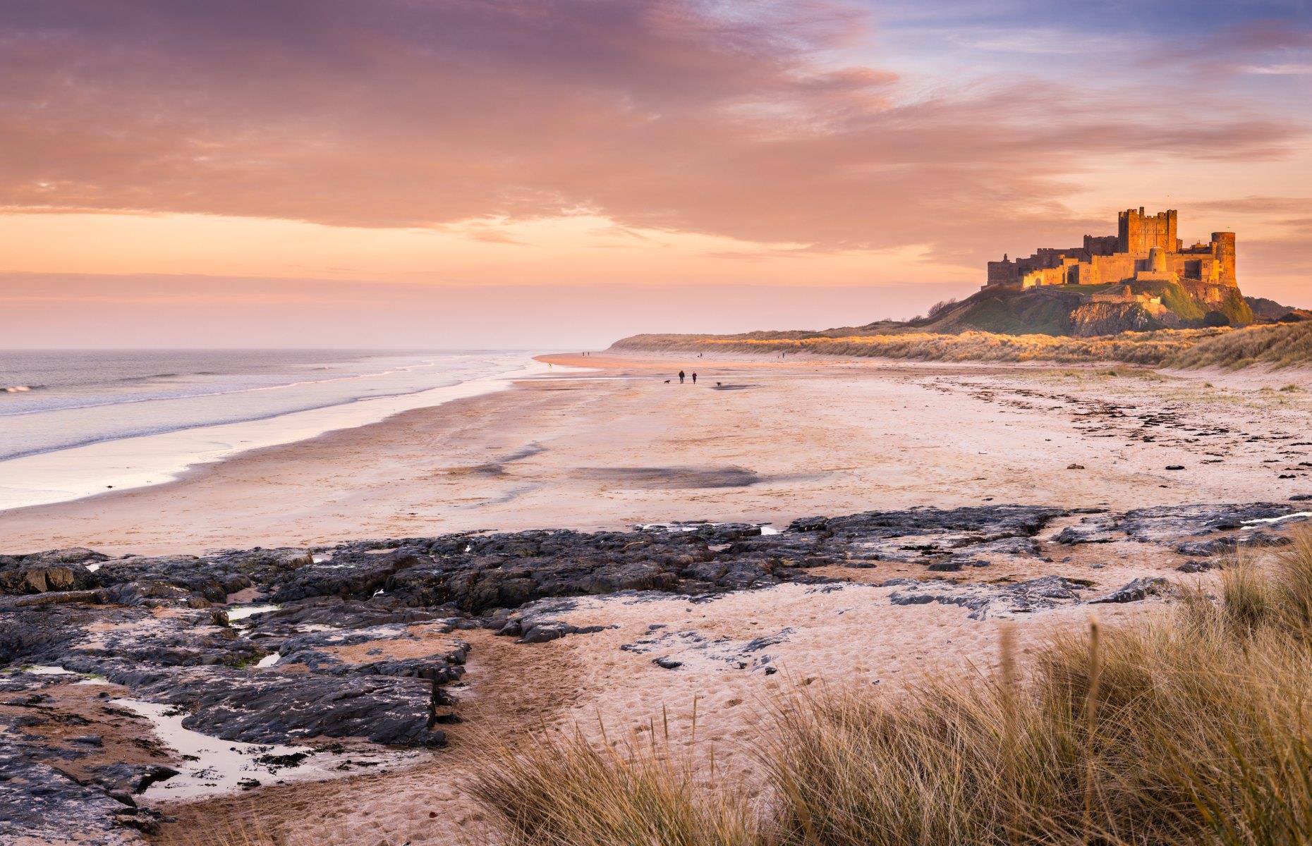 Bamburgh Beach, Northumberland, England, UK