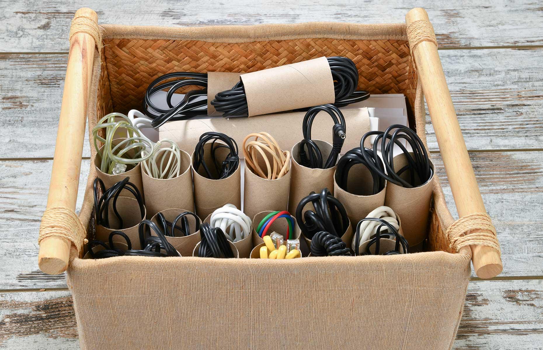 Tame the cables with cardboard tubes