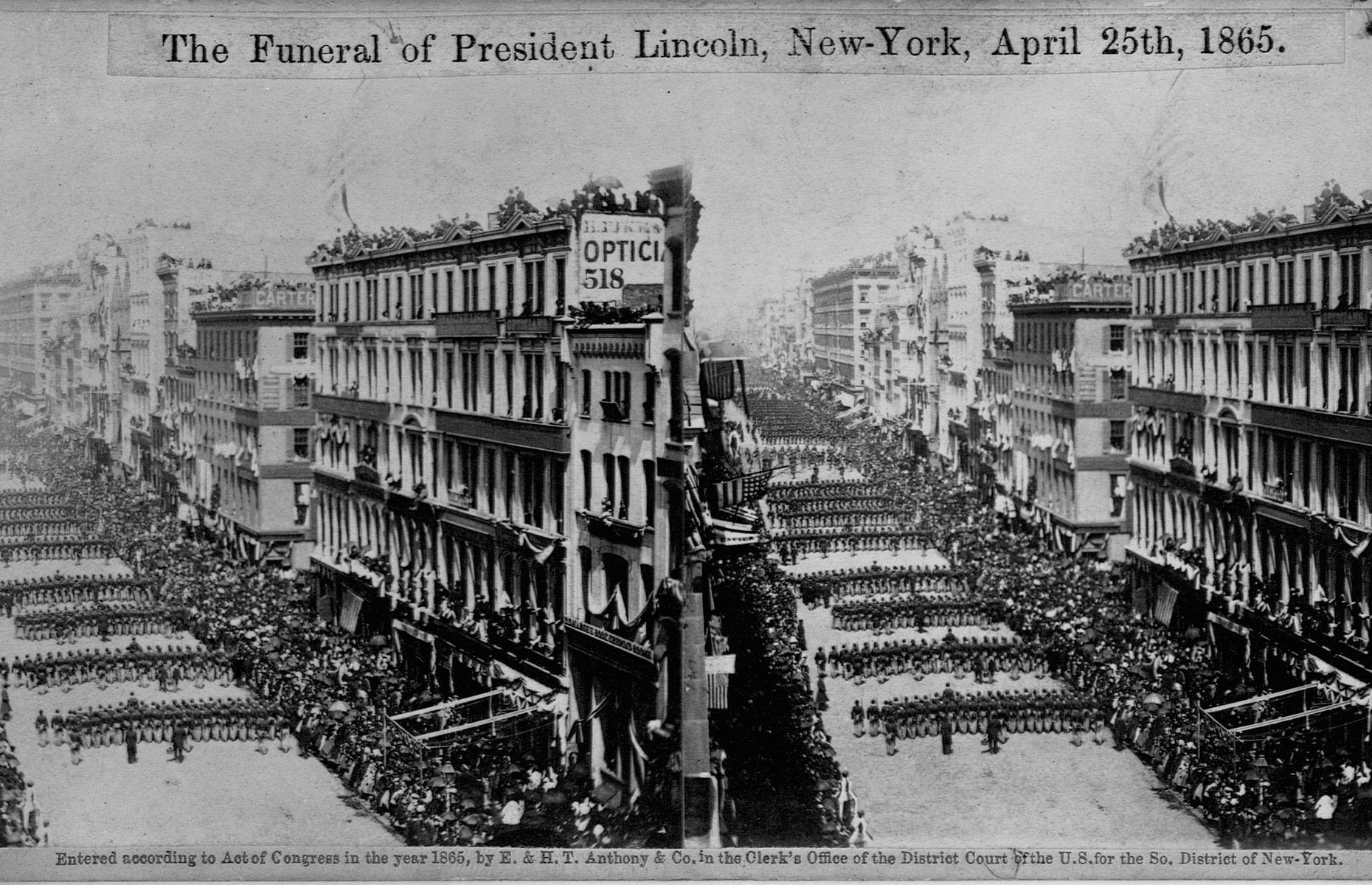 1865: Funeral procession of President Lincoln