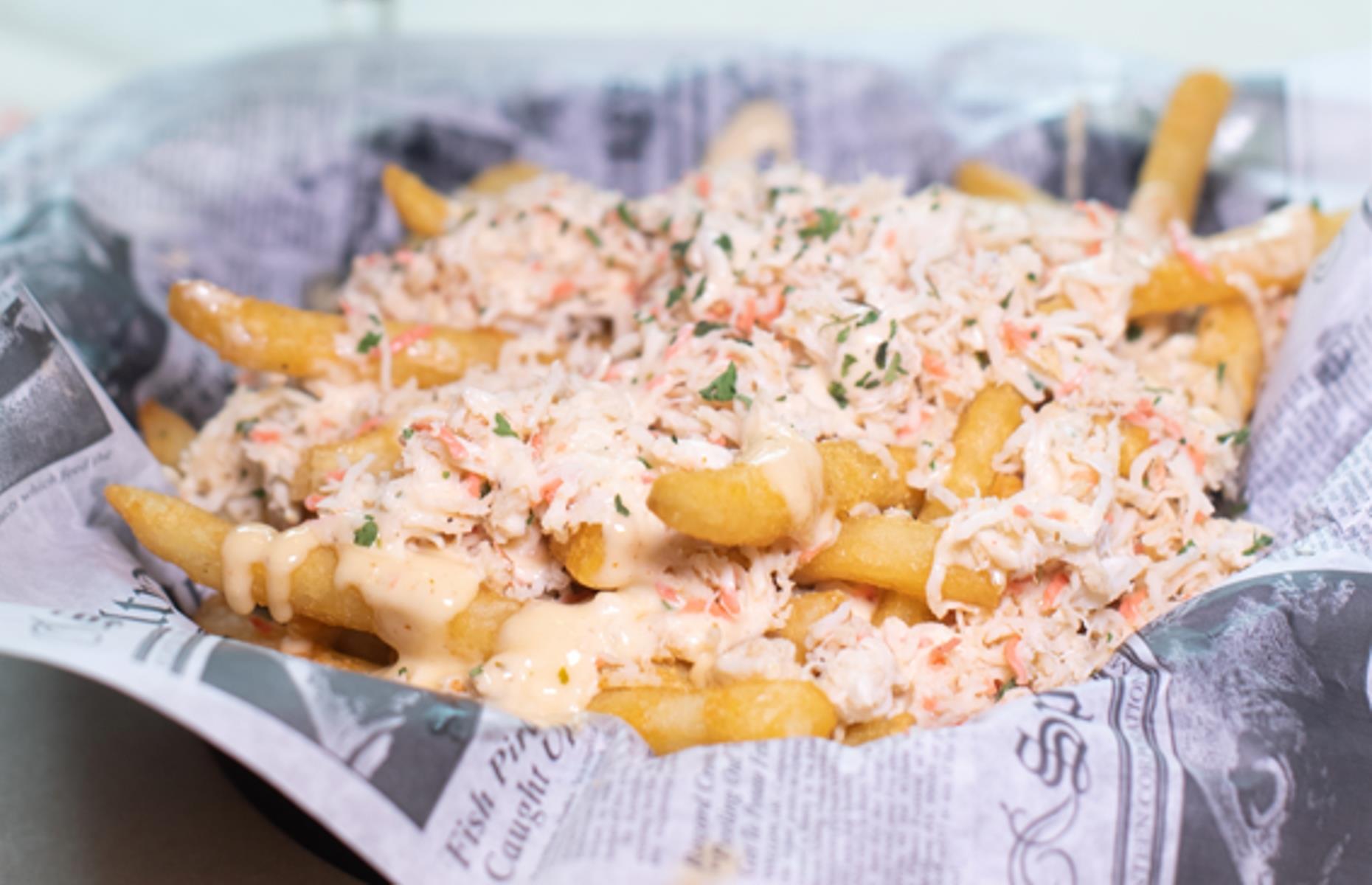 Maryland: crabmeat fries, Hook & Reel, various locations