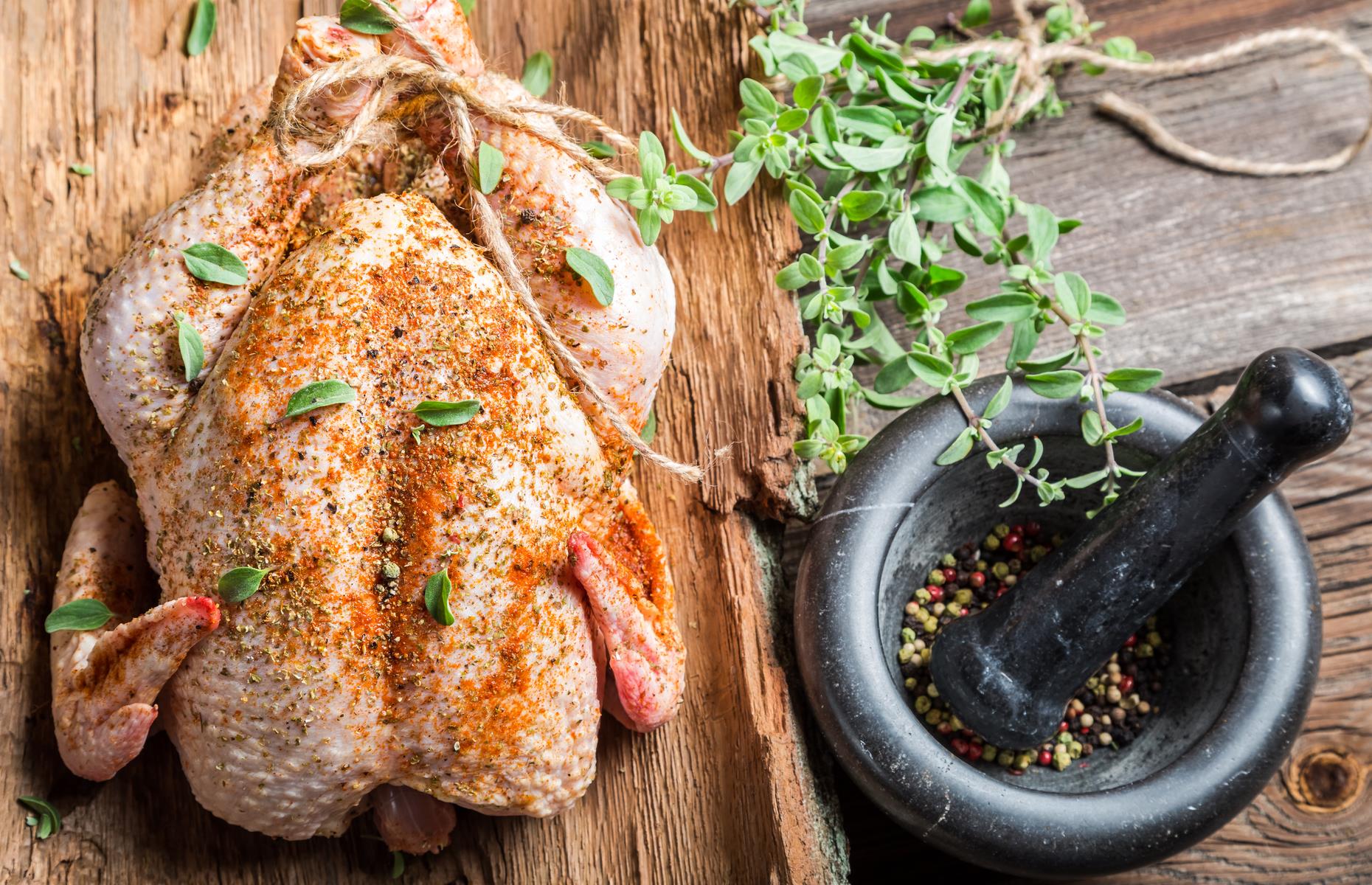 Preparing the turkey for the oven