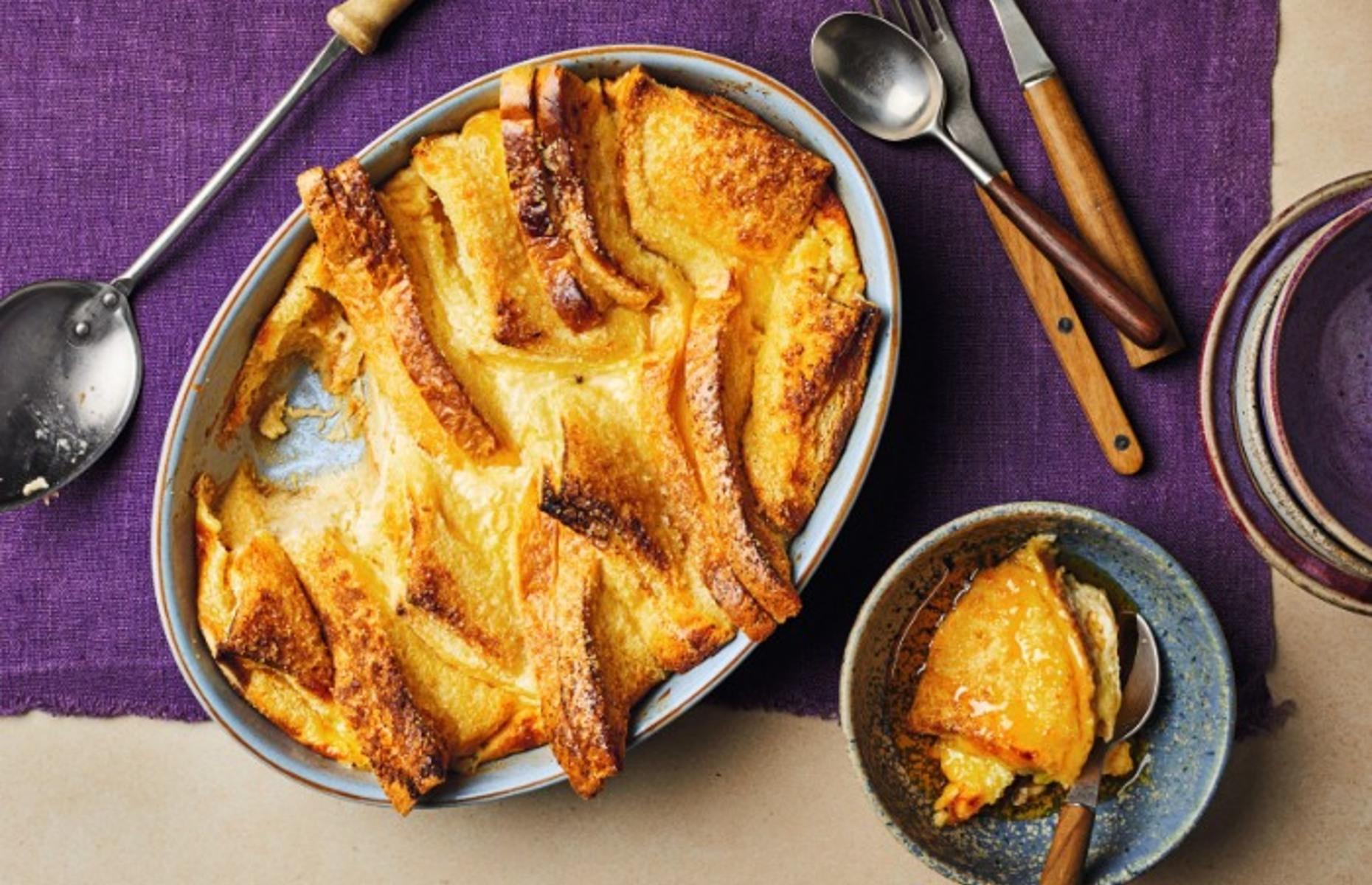 30. Add cheese to bread and butter pudding