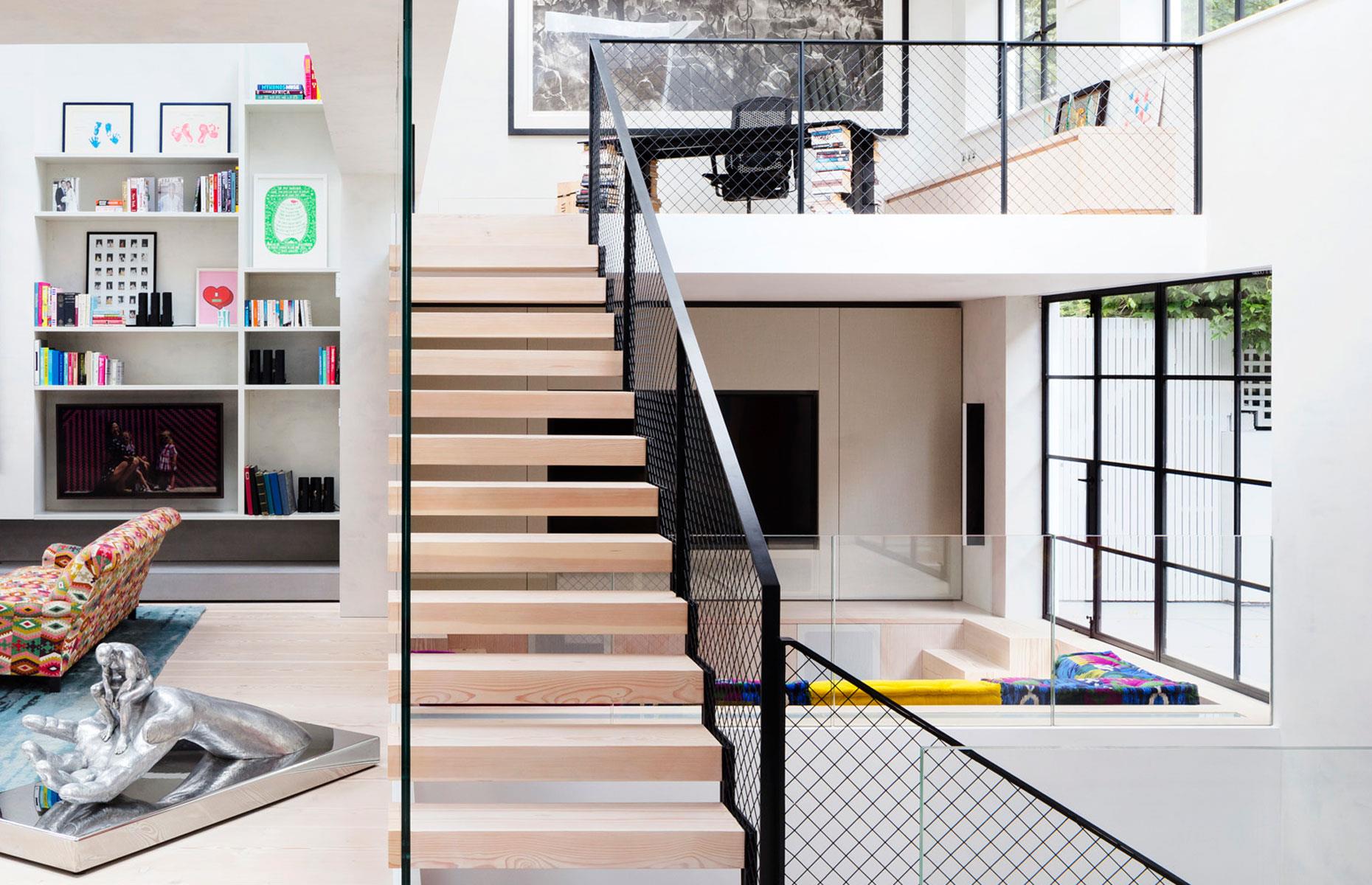 Contemporary metal staircase - IQ Glass UK Space saving staircase - Fontanot - staircase ideas