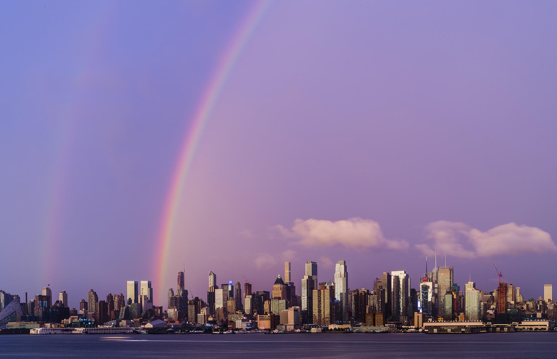 Double rainbow, New York, USA