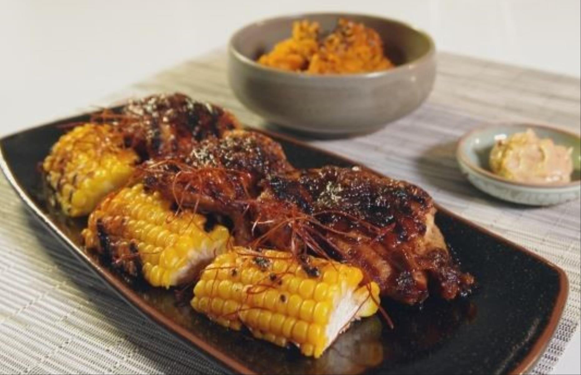 Korean barbecue kalbi with ssam jang sauce